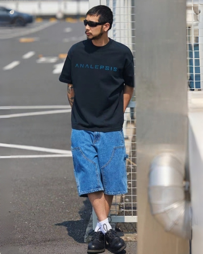 M1318 重磅洗水字母短袖Tee