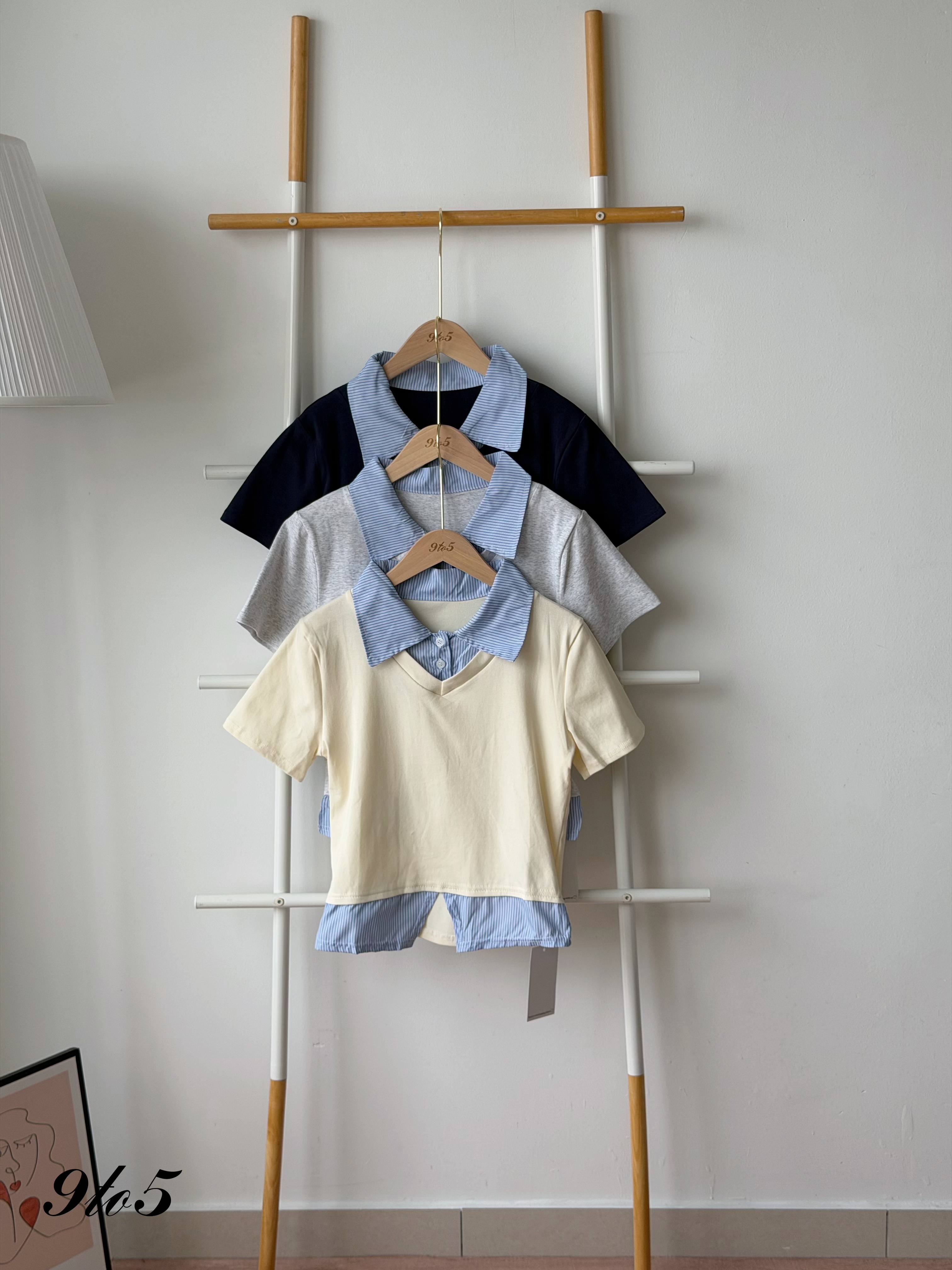 T4527 Fake Two-Pieces Shirt - 3 Colors 