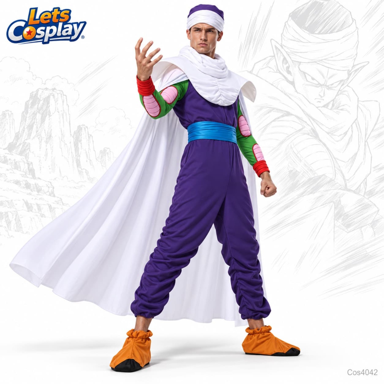 七龍珠笛子魔童服裝Piccolo成人男裝動漫角色扮演服裝全套連披風帽子｜香港現貨 Lets Cosplay COS4042
