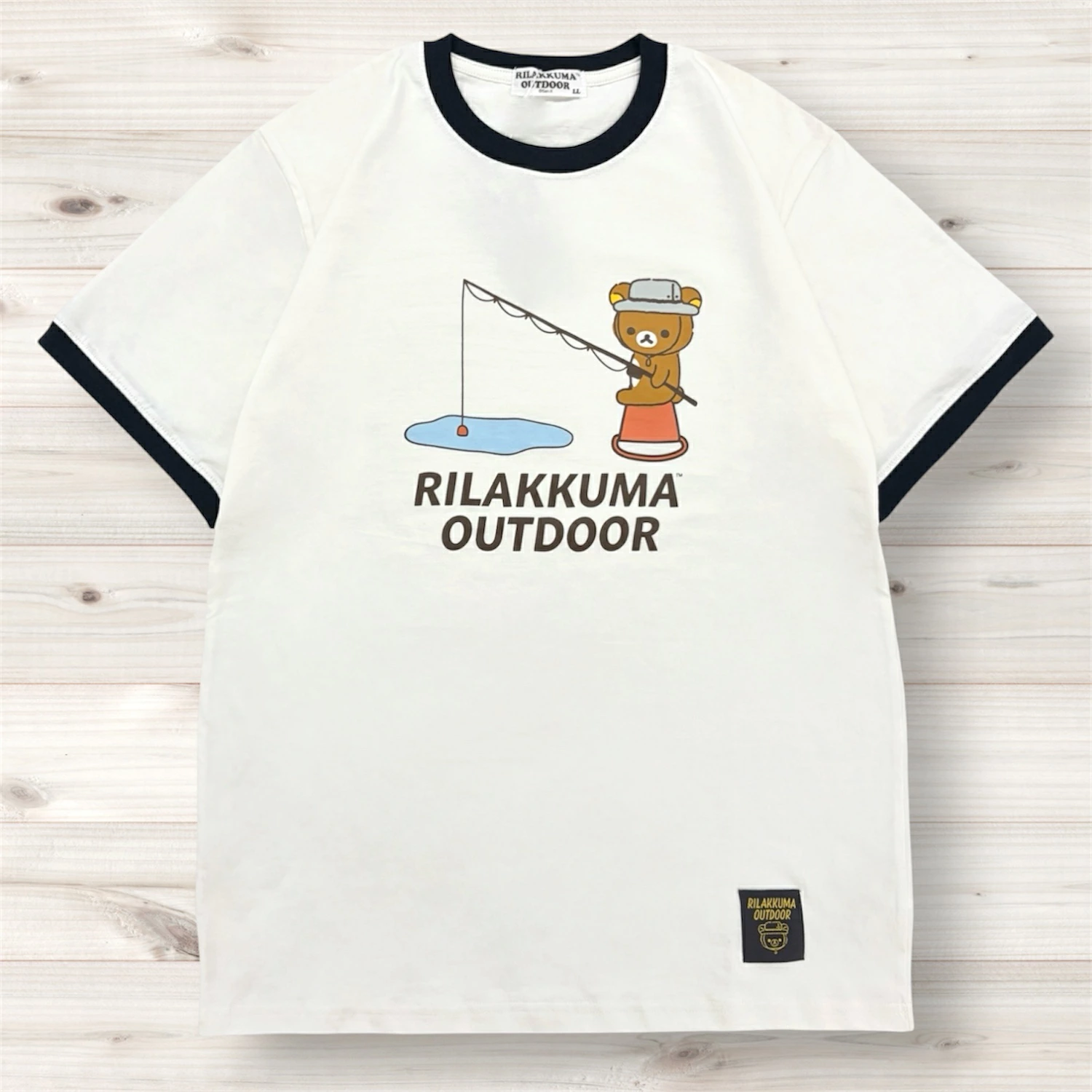 Rilakkuma Outdoor 釣魚圖案撞色領短袖T恤