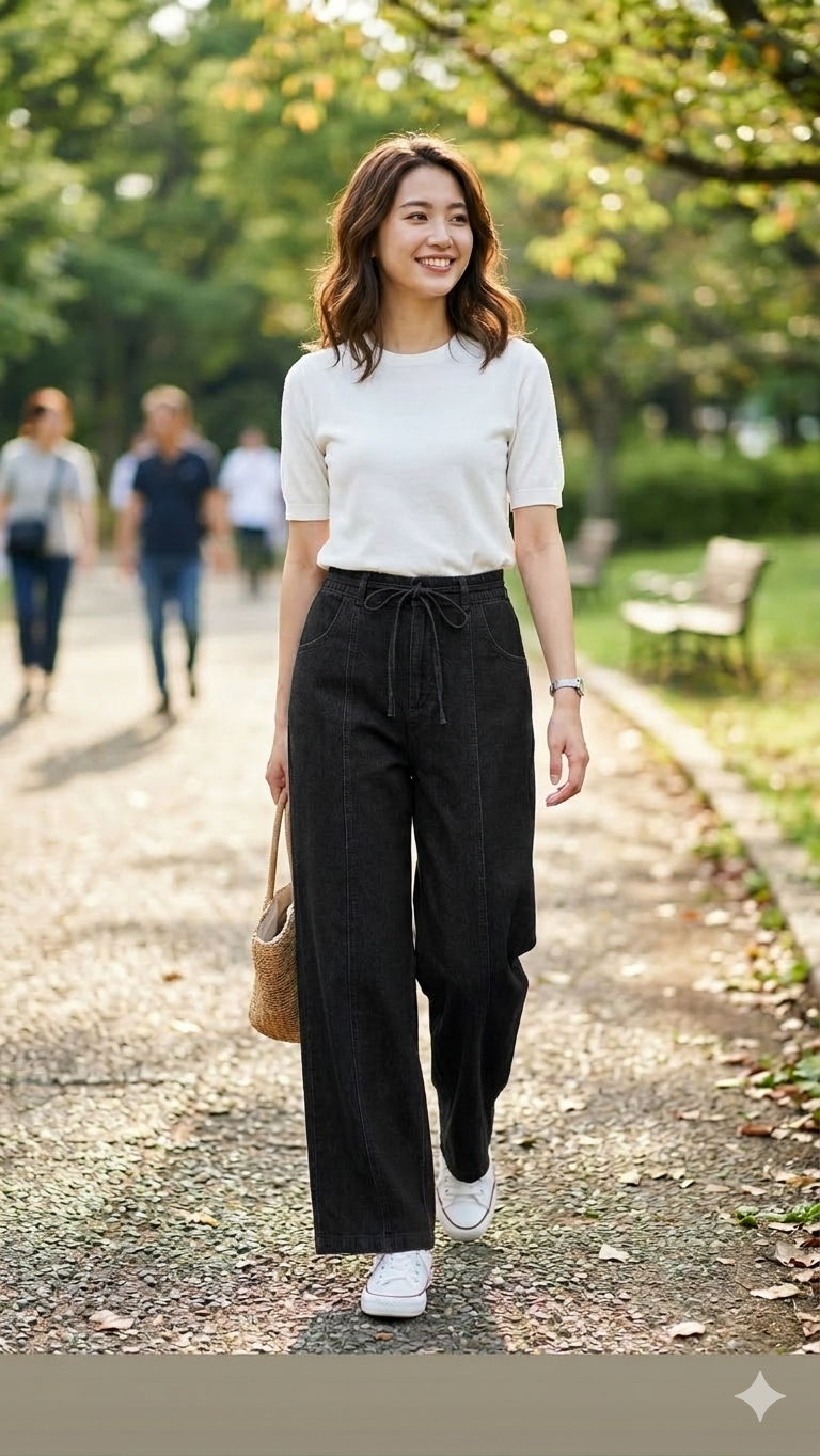 High Waist Denim Long Pant