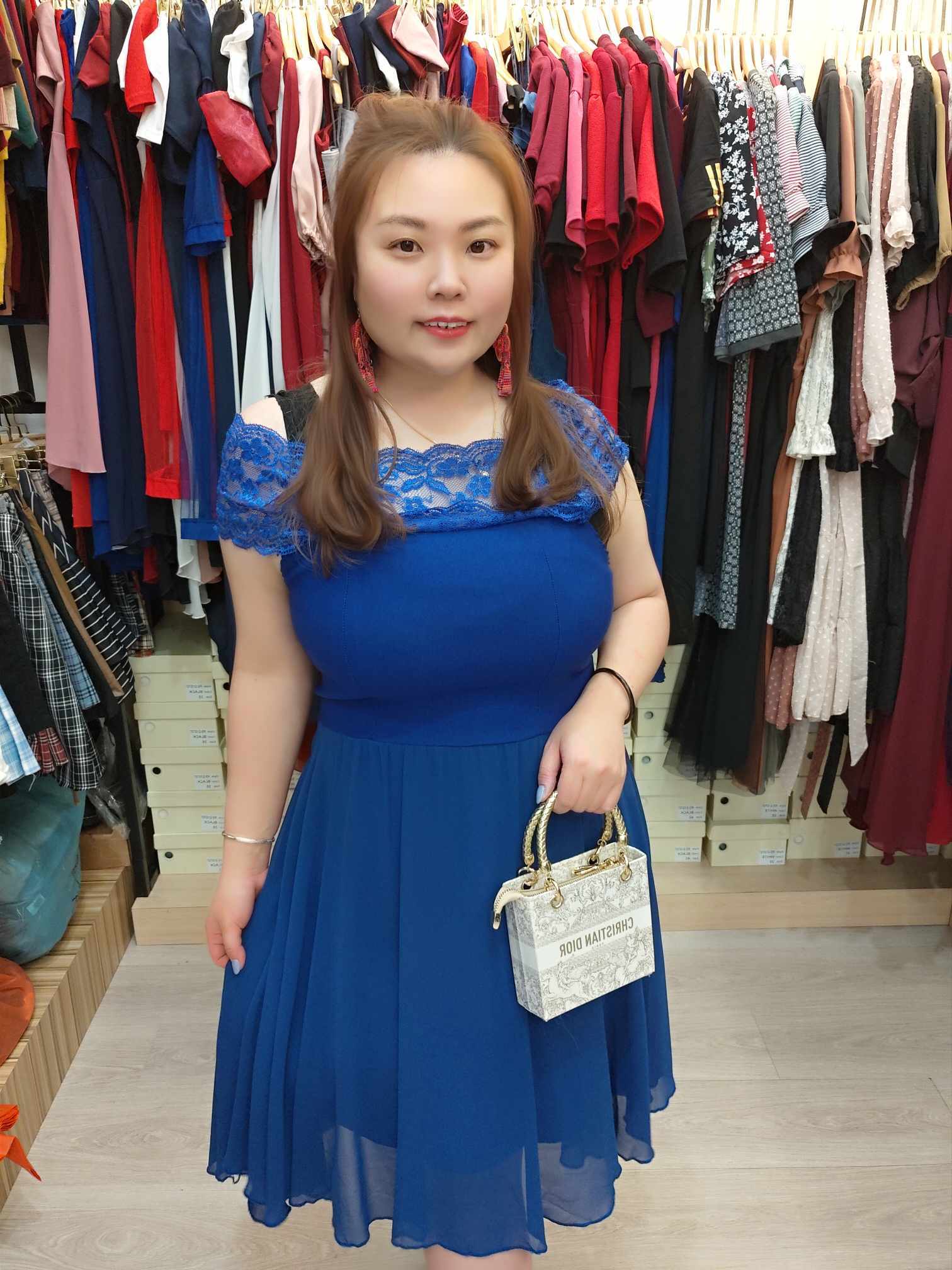 LF#151202 🔥特价🔥蕾丝拼接一字领连身礼服