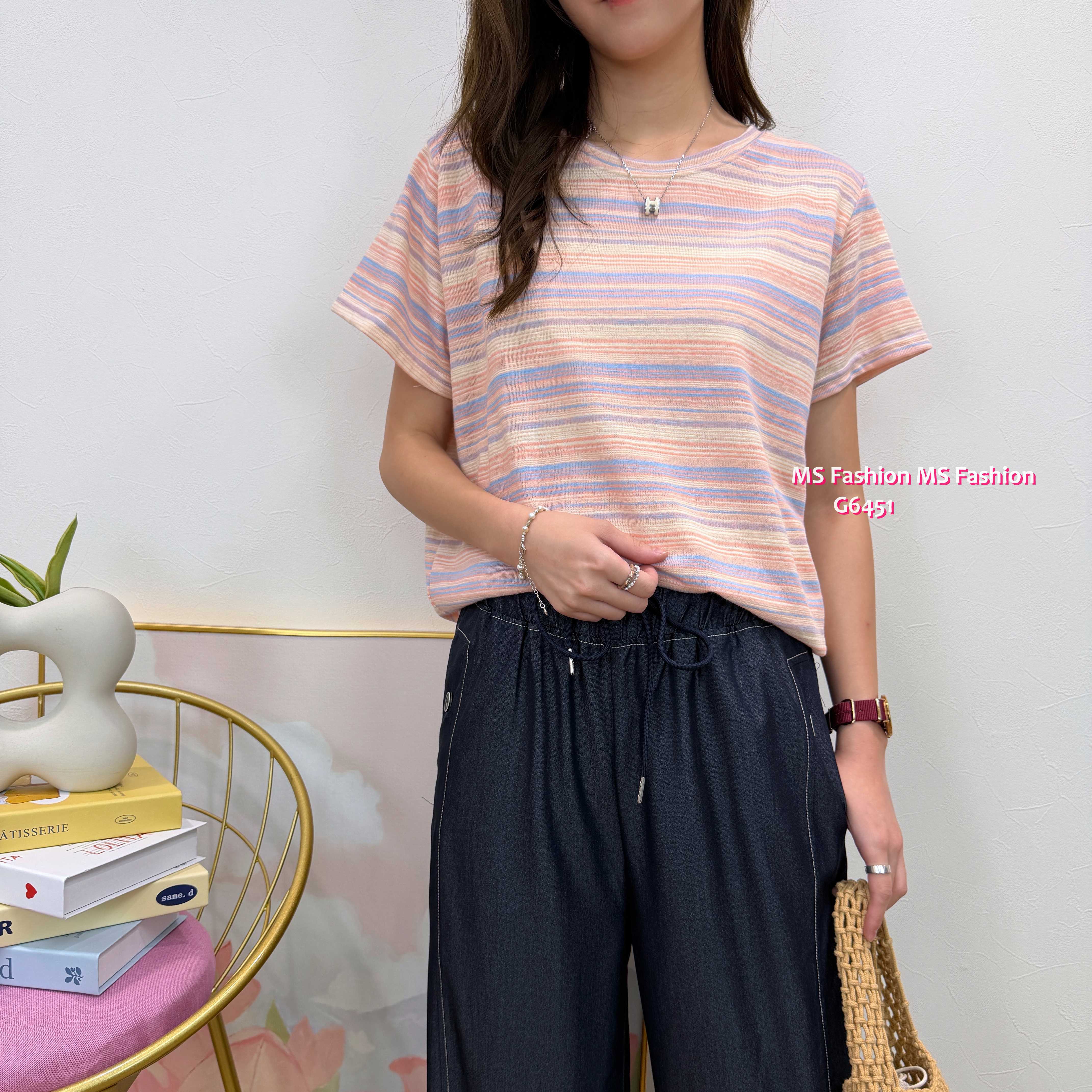 G6451 靚色橫間top