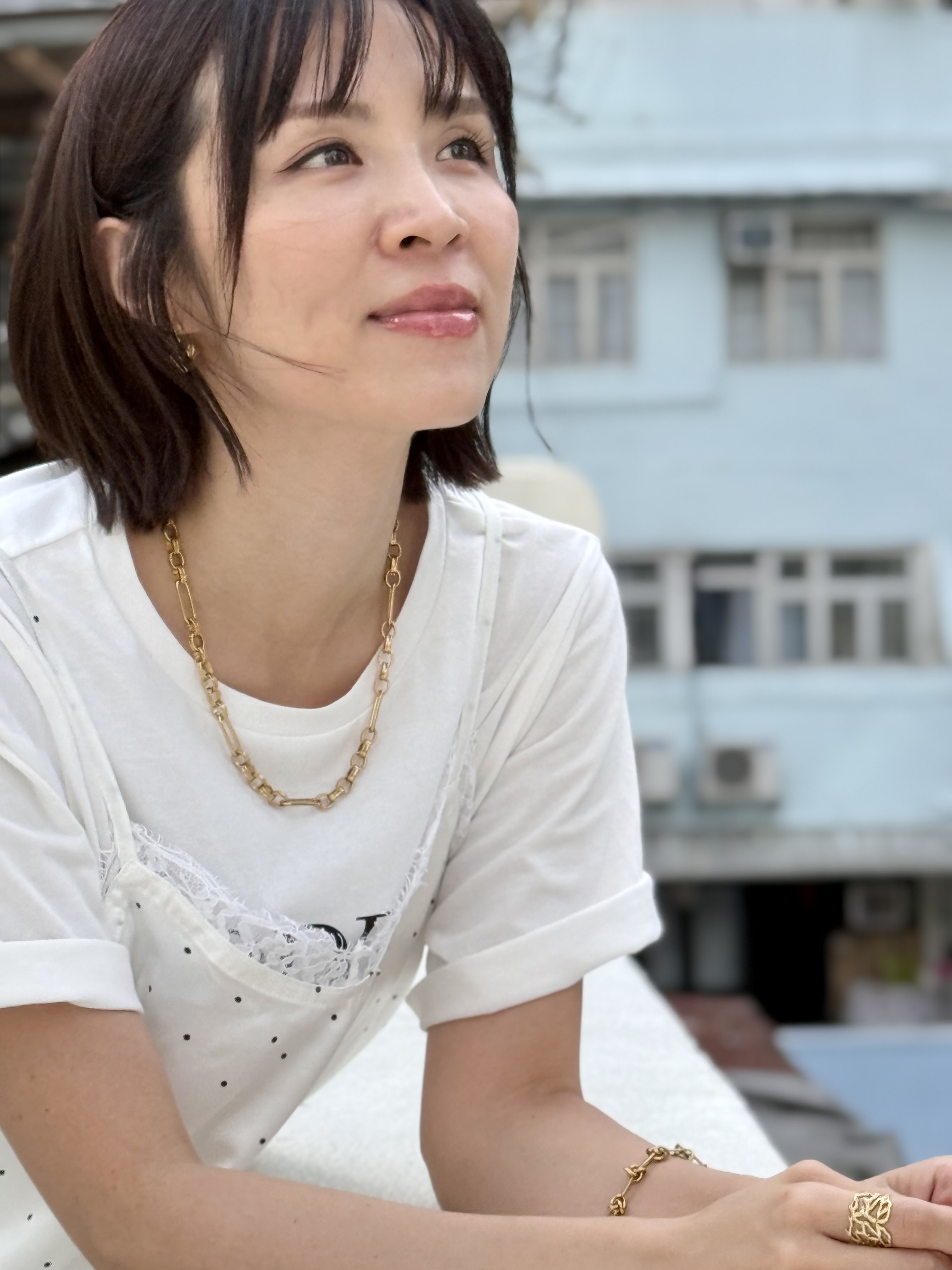 Gold link & loop stainless necklace