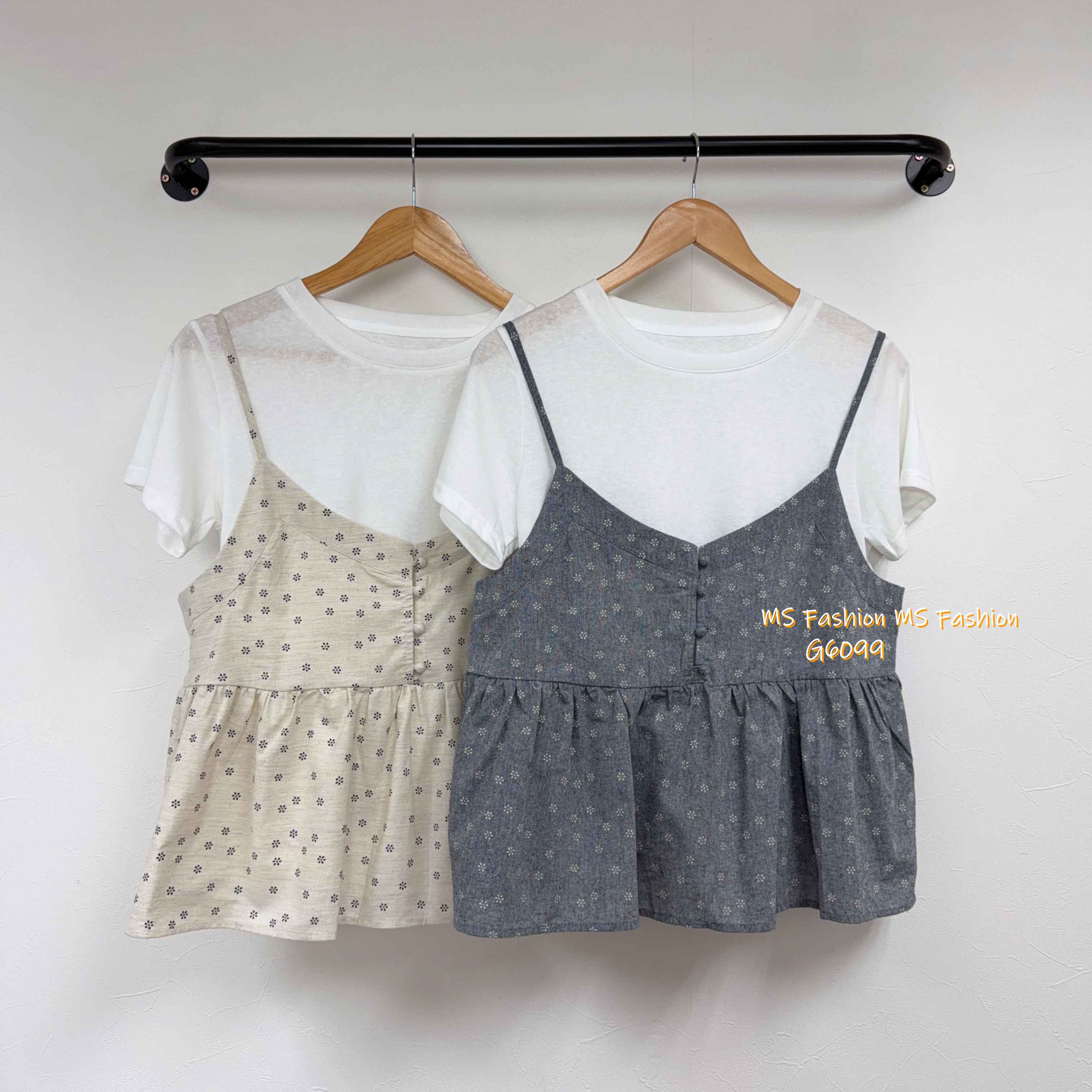 G6099 韓國🇰🇷吊帶背心+tee set