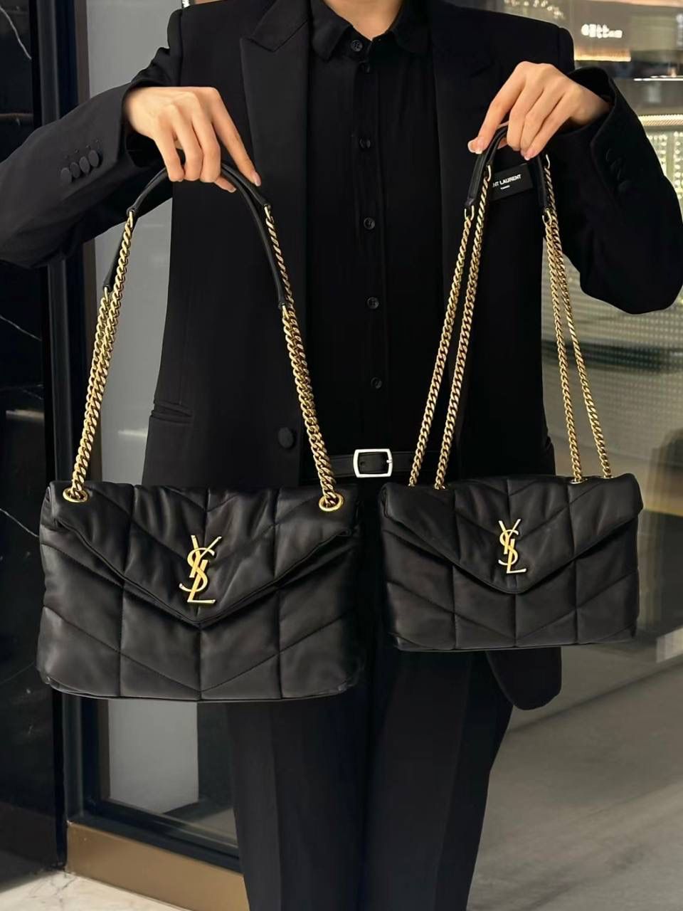 圣罗兰 YSL Puffer 小号/Toy 黑色皮革链条包