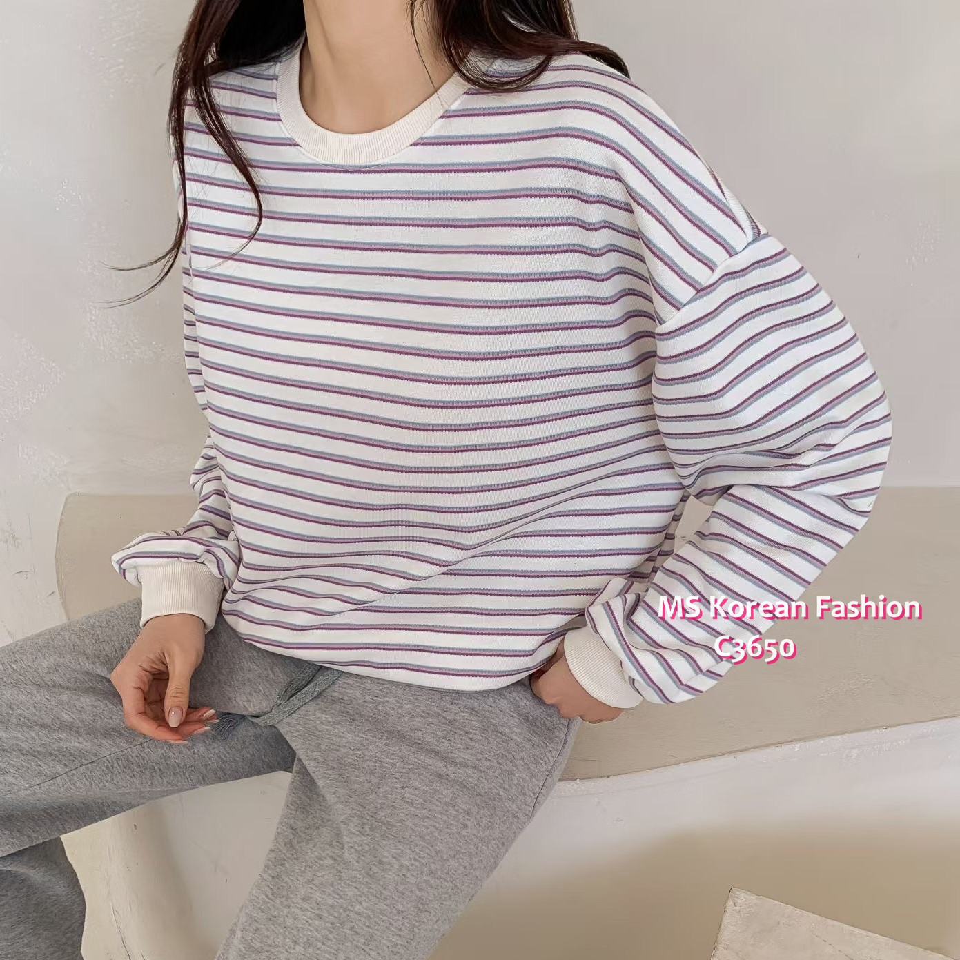 C3650 韓國🇰🇷靚色橫間top