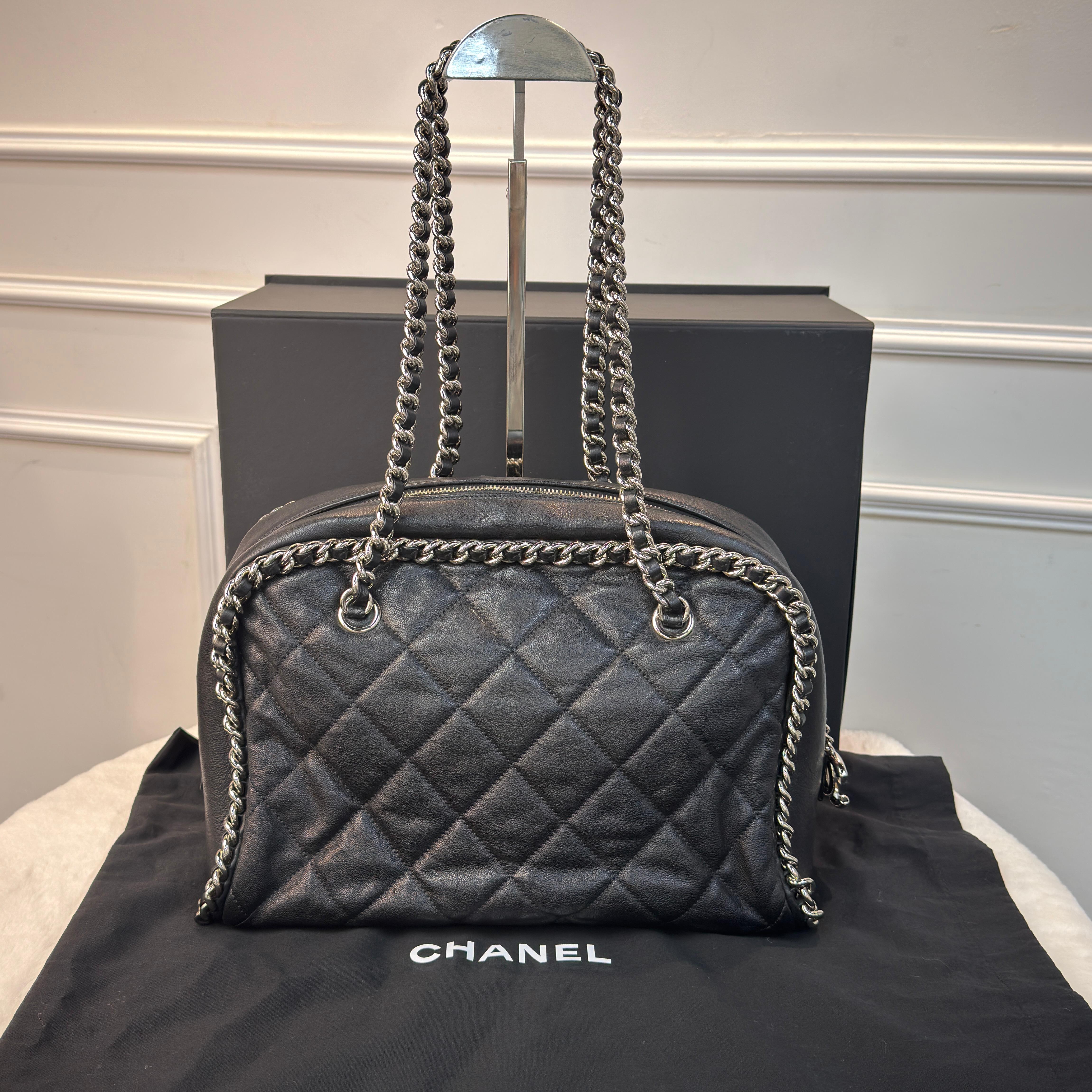 Chanel黑色羊皮餃子包 罕有大容量