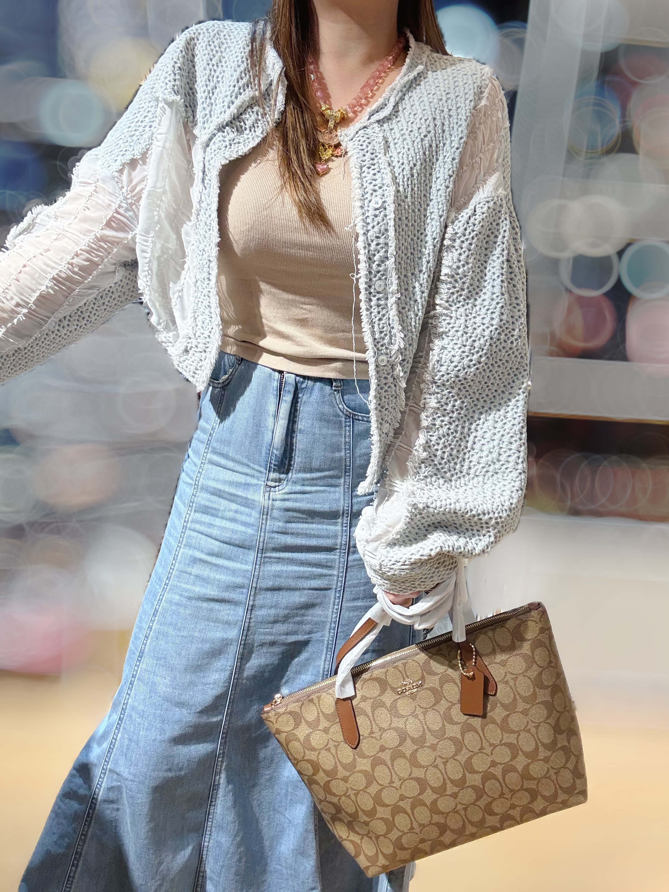 Coach top zip tote logo/m