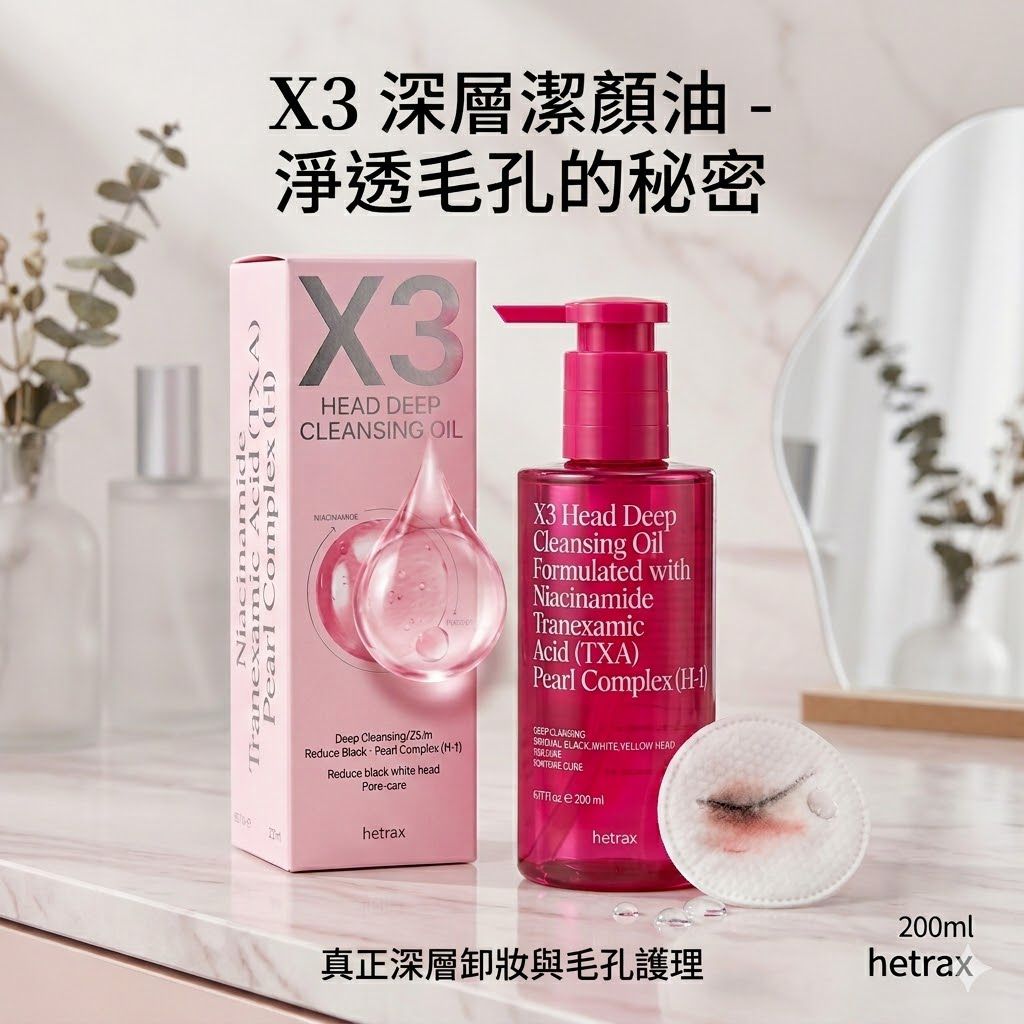 韓國🇰🇷Hetras X3深層潔顏油200ml｜毛孔清潔亮白卸妝