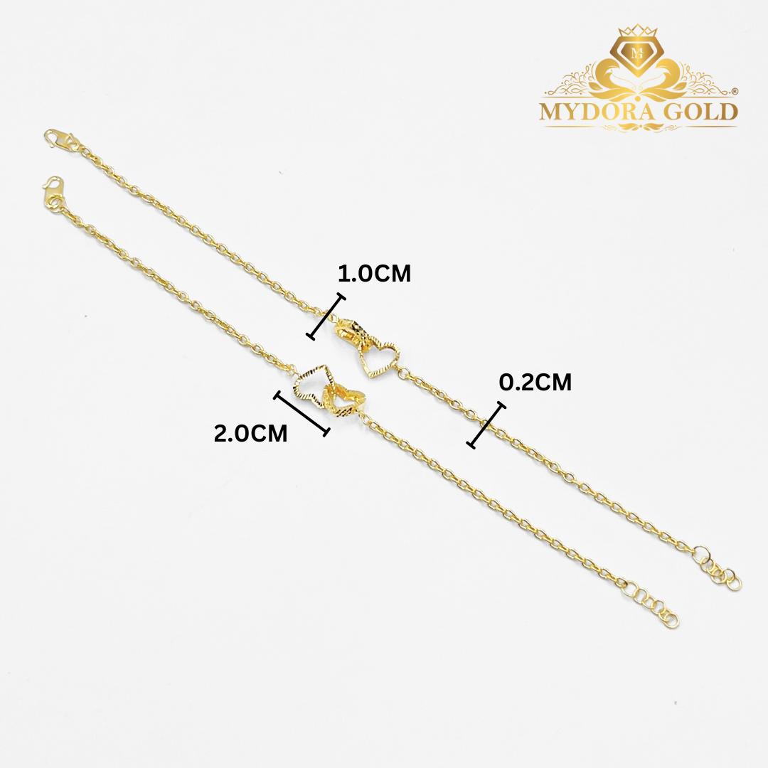 MYDORA Rantai Tangan Sauh Fesyen + Double Love Bingkai | EMAS 916/22k