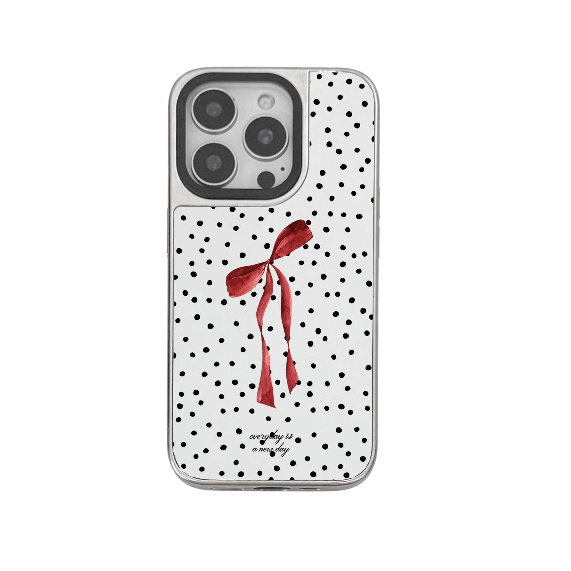 【Rosé Parisien Bow with Dots】銀框鏡面MagSafe iPhone Case