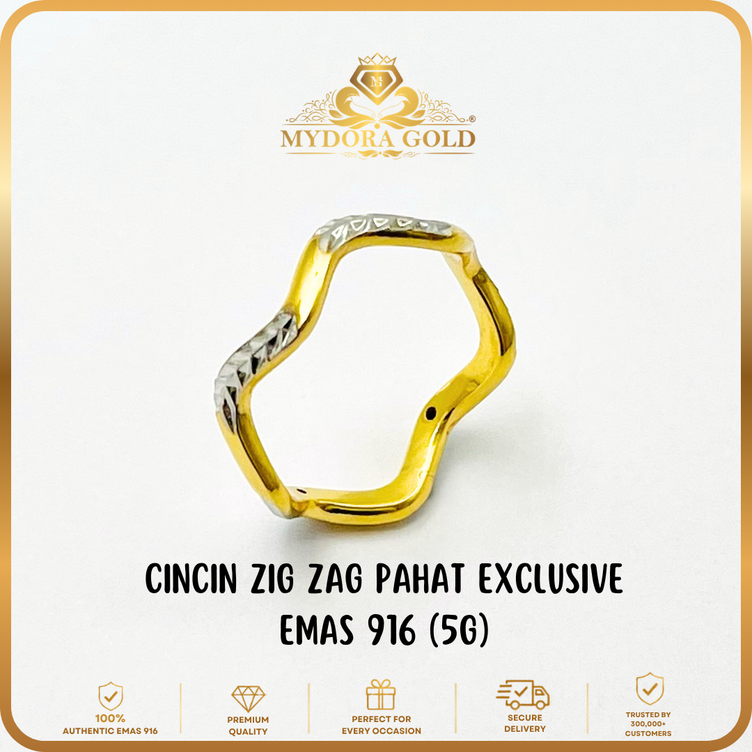 MYDORA Cincin Zig Zag Pahat Exclusive (5G) l EMAS 916/22K