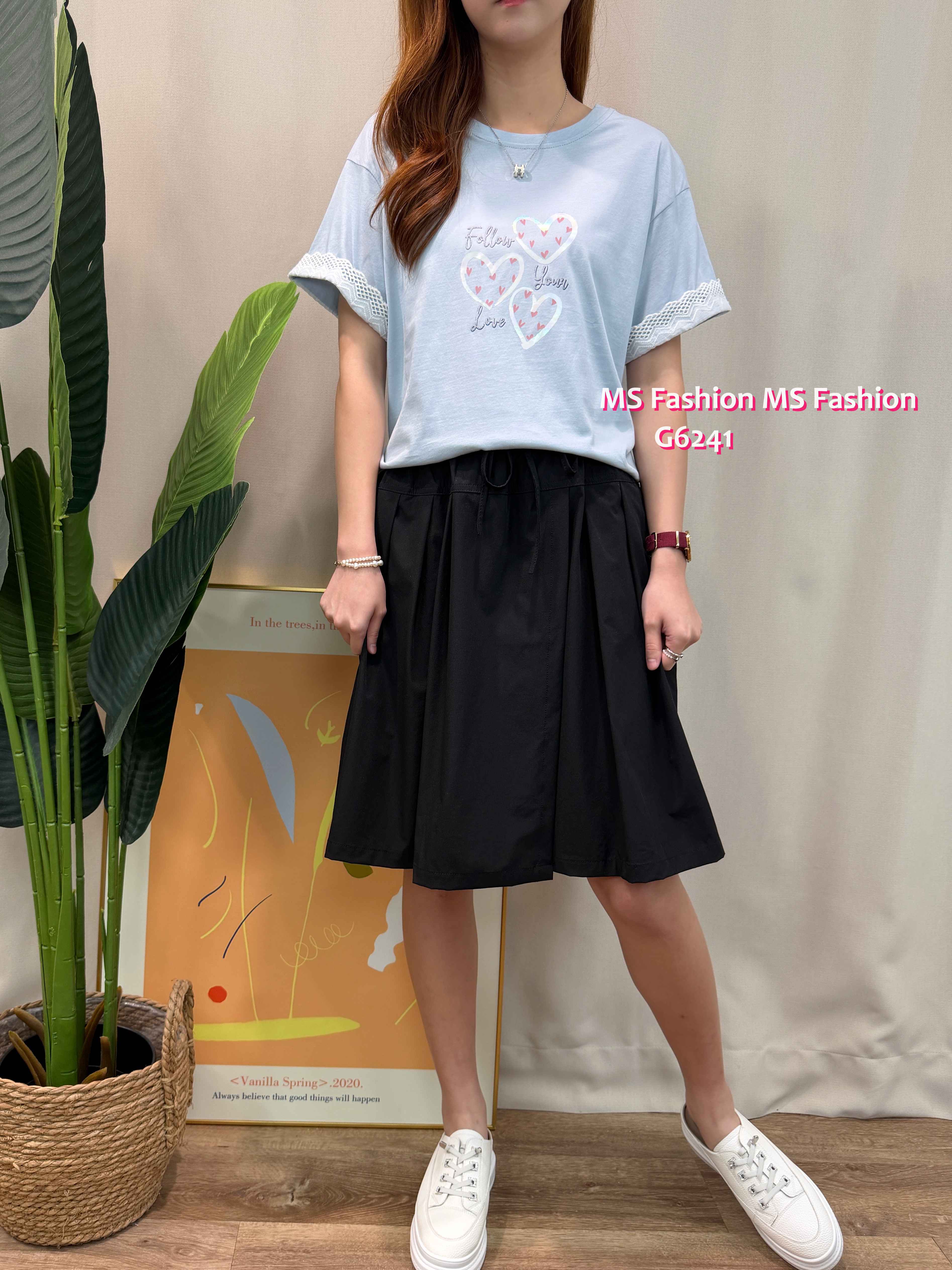 G6241 心心通花袖top