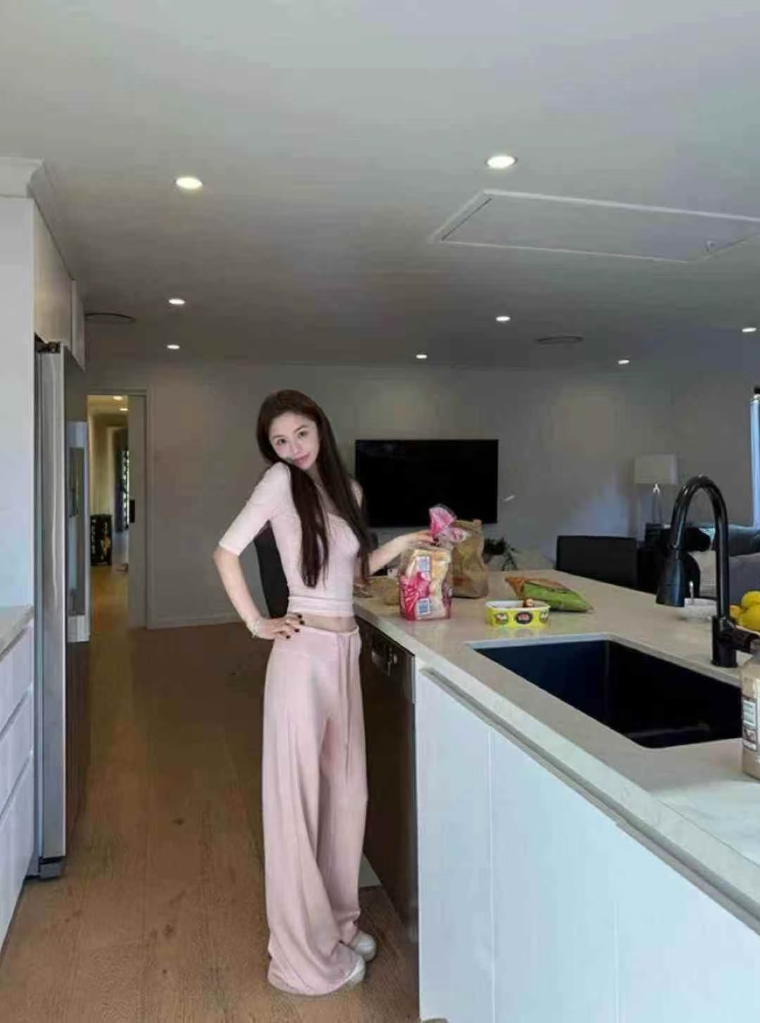 1710 DRAWSTRING WAIST MAXI PANTS 抽绳休闲太空棉长裤
