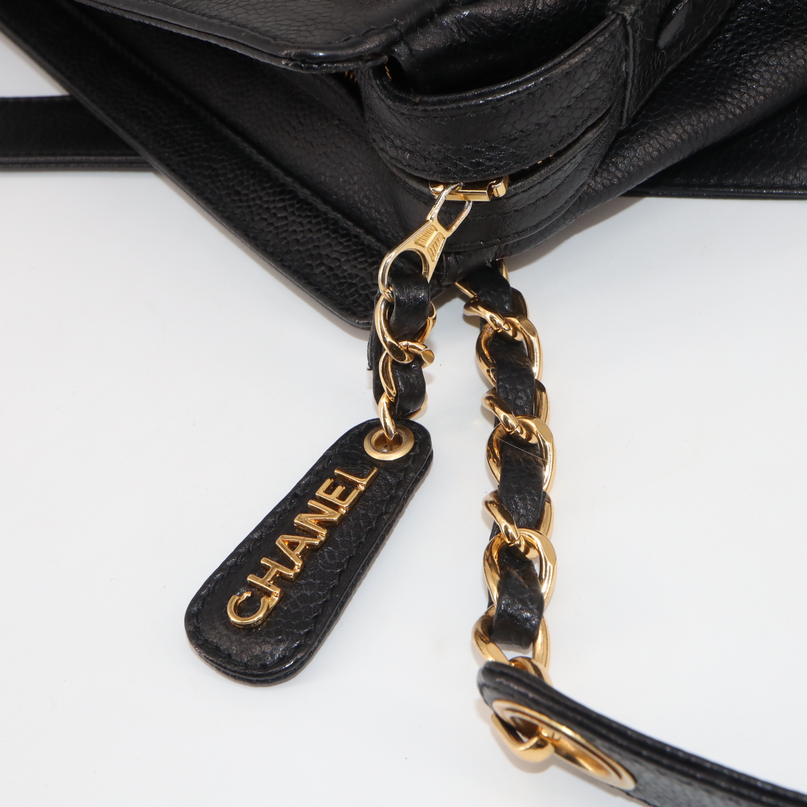 Chanel Triple Coco Mark Caviar Chain Tote Bag