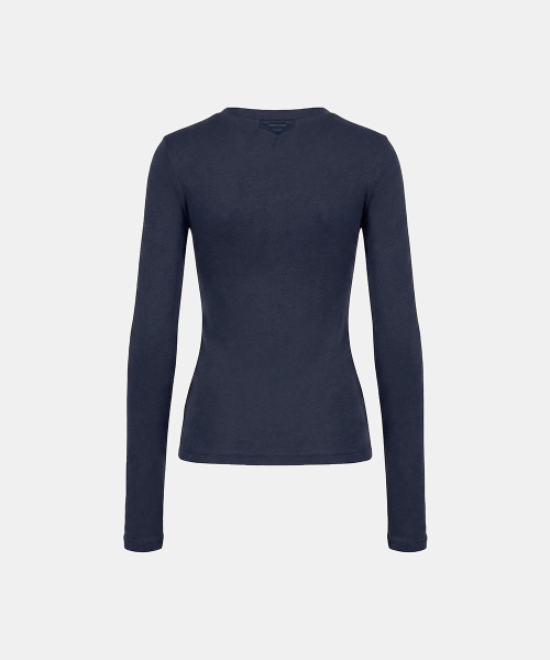 BS Cotton Jersey Fitted Long  Sleeve T-Shirt - Navy