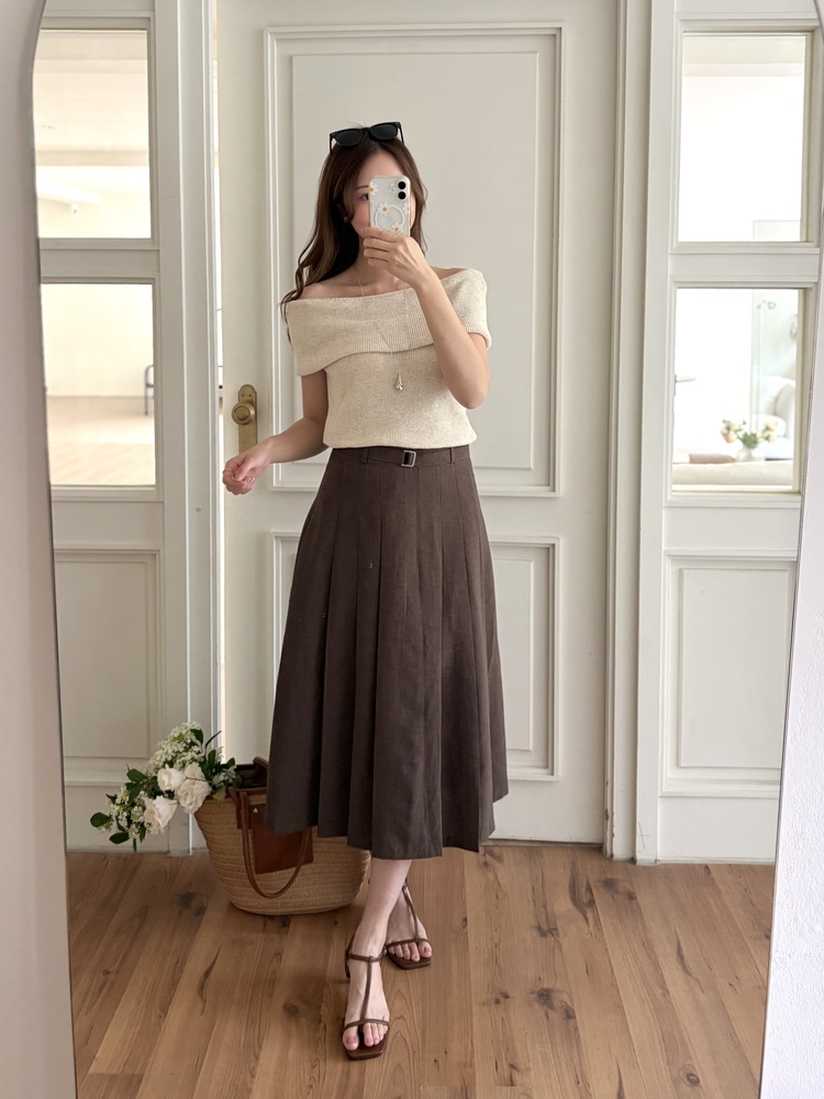 Linen Off Shoulder Top (Oat)