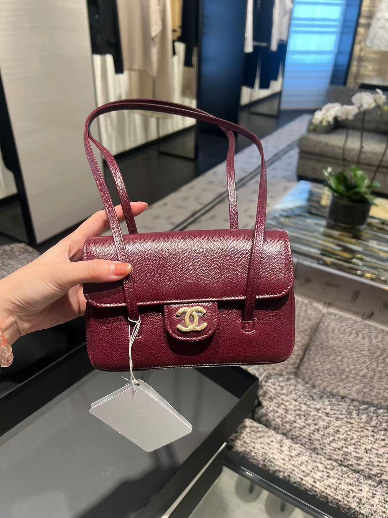 Chanel Preppy Coco Mini 17cm 酒紅色