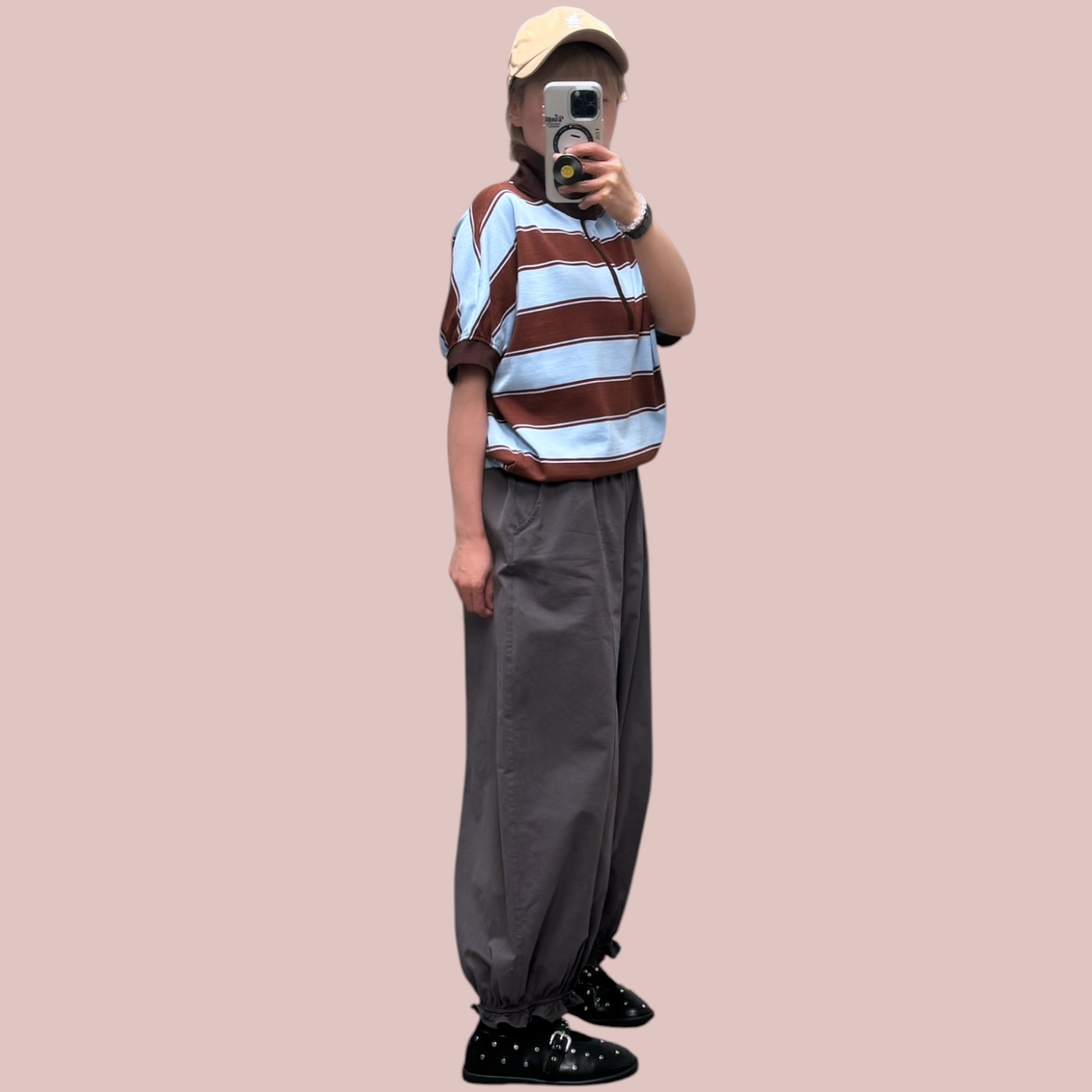 221485 粗間拉錬領Tee