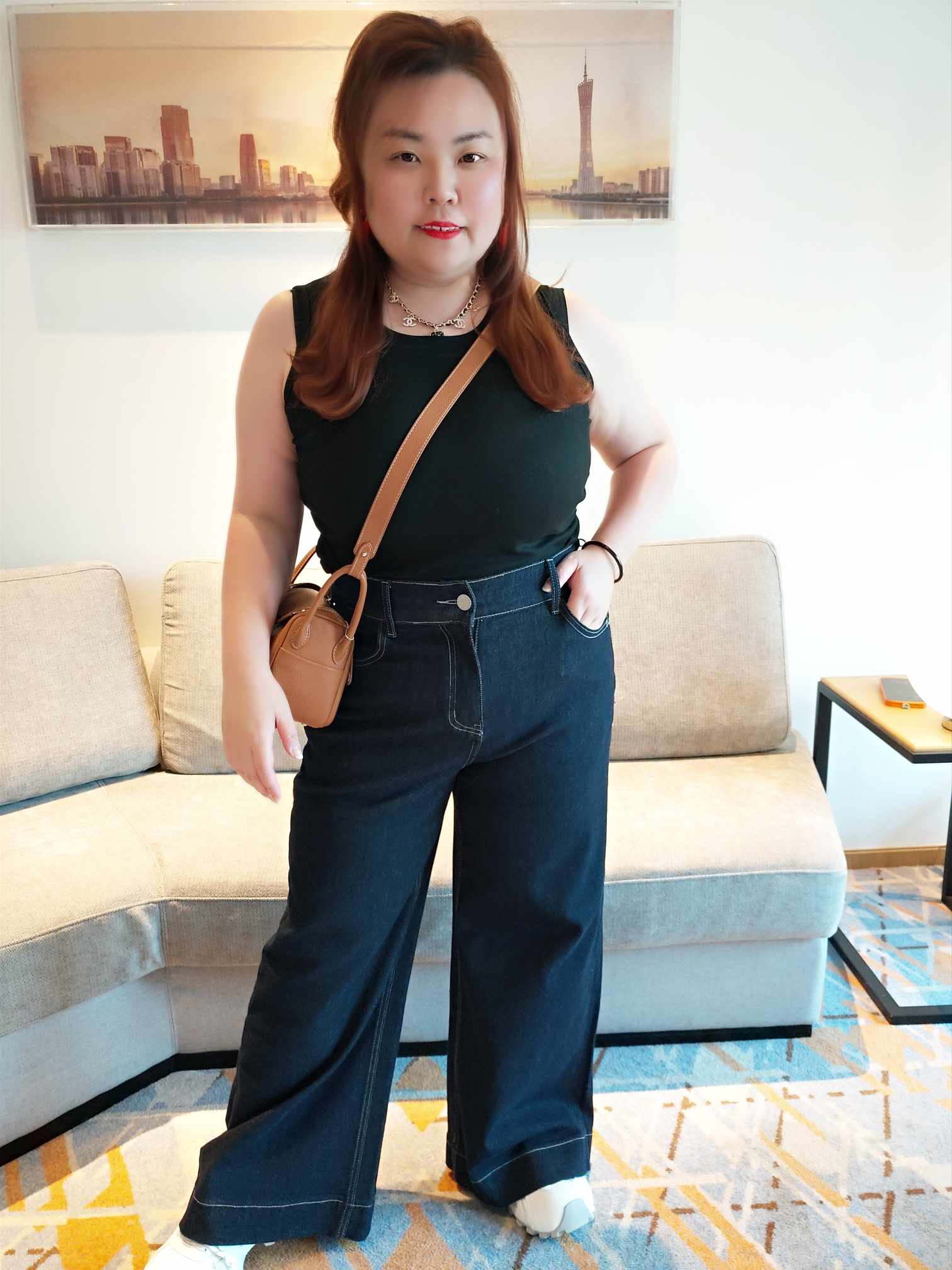 YCF06 3056 走线设计显瘦弹力牛仔直筒长裤