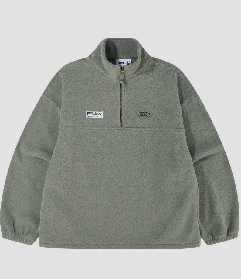 韓國 JEEP ESSENTIALS 小Logo 半拉鍊 抓絨衛衣  6色任選｜Small Logo Half Zip-Up Fleece