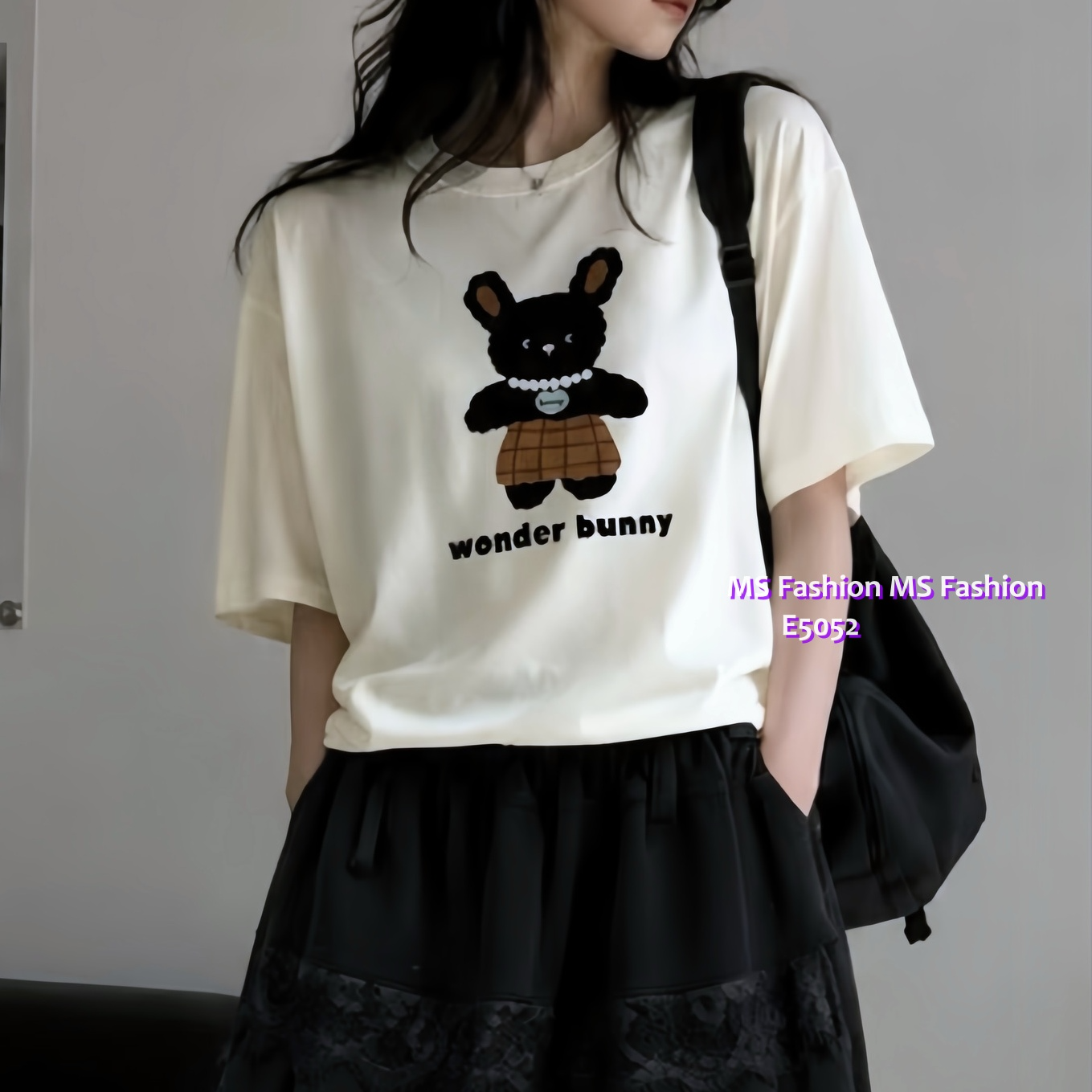 E5052 靚料可愛Bunny珠鏈tee