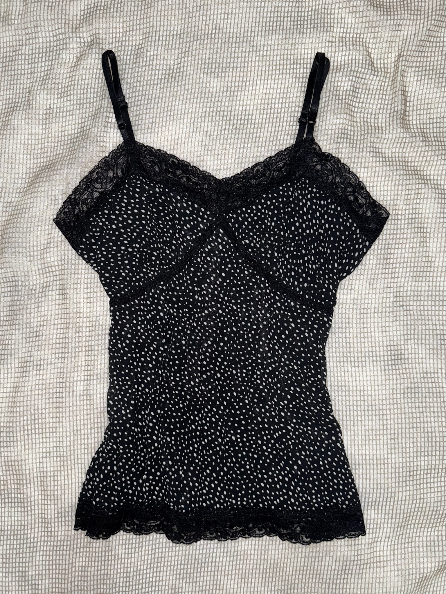 Polka Dot Lace-Trimmed Camisole