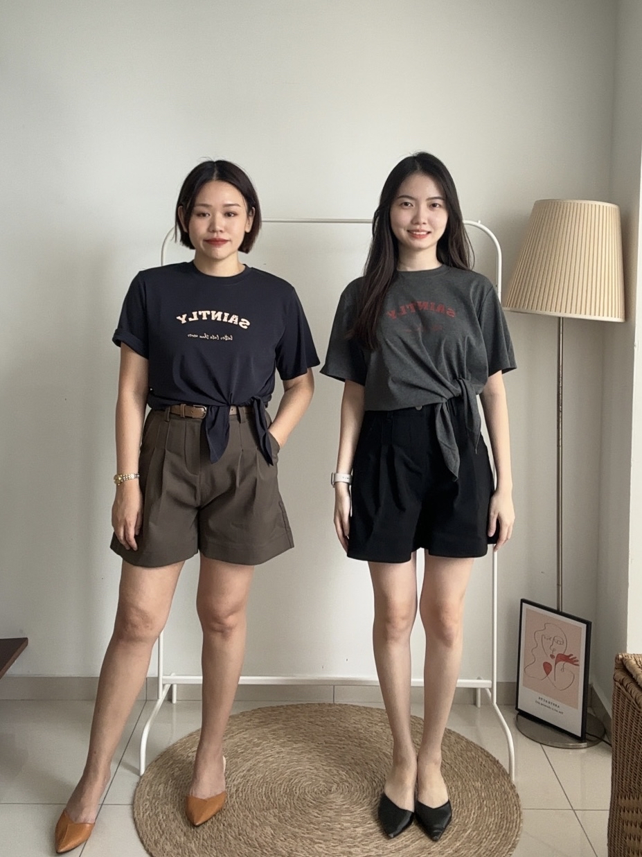 T4105 Side-tie Wording Tee - 4 Colors