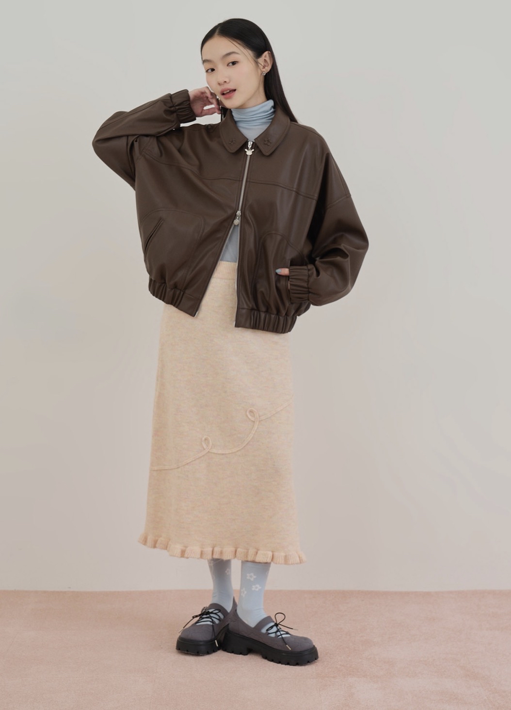 現貨｜usahana聯乘系列皮革外套（可可色）