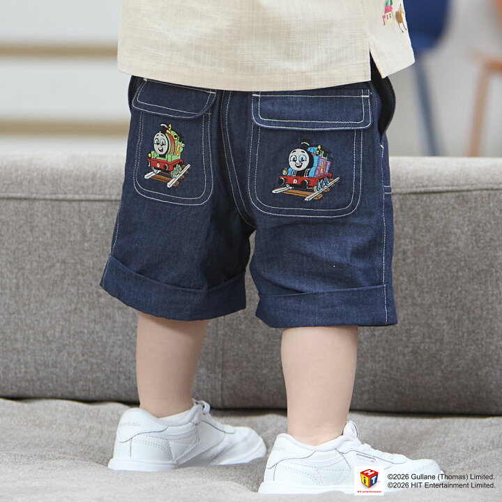 🇯🇵預訂 日本直送🇯🇵Petit Main x Thomas湯瑪士小火車系列三色刺繡貼花梭織布短褲