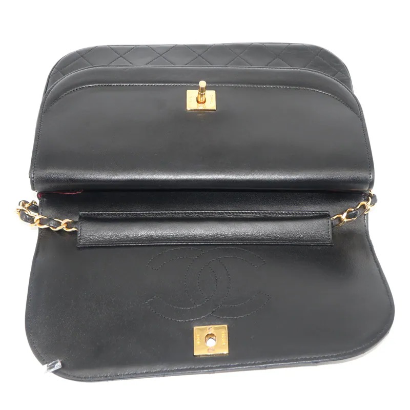 Chanel Vintage Matelasse Coco Mark Half Moon Double Flap Bag