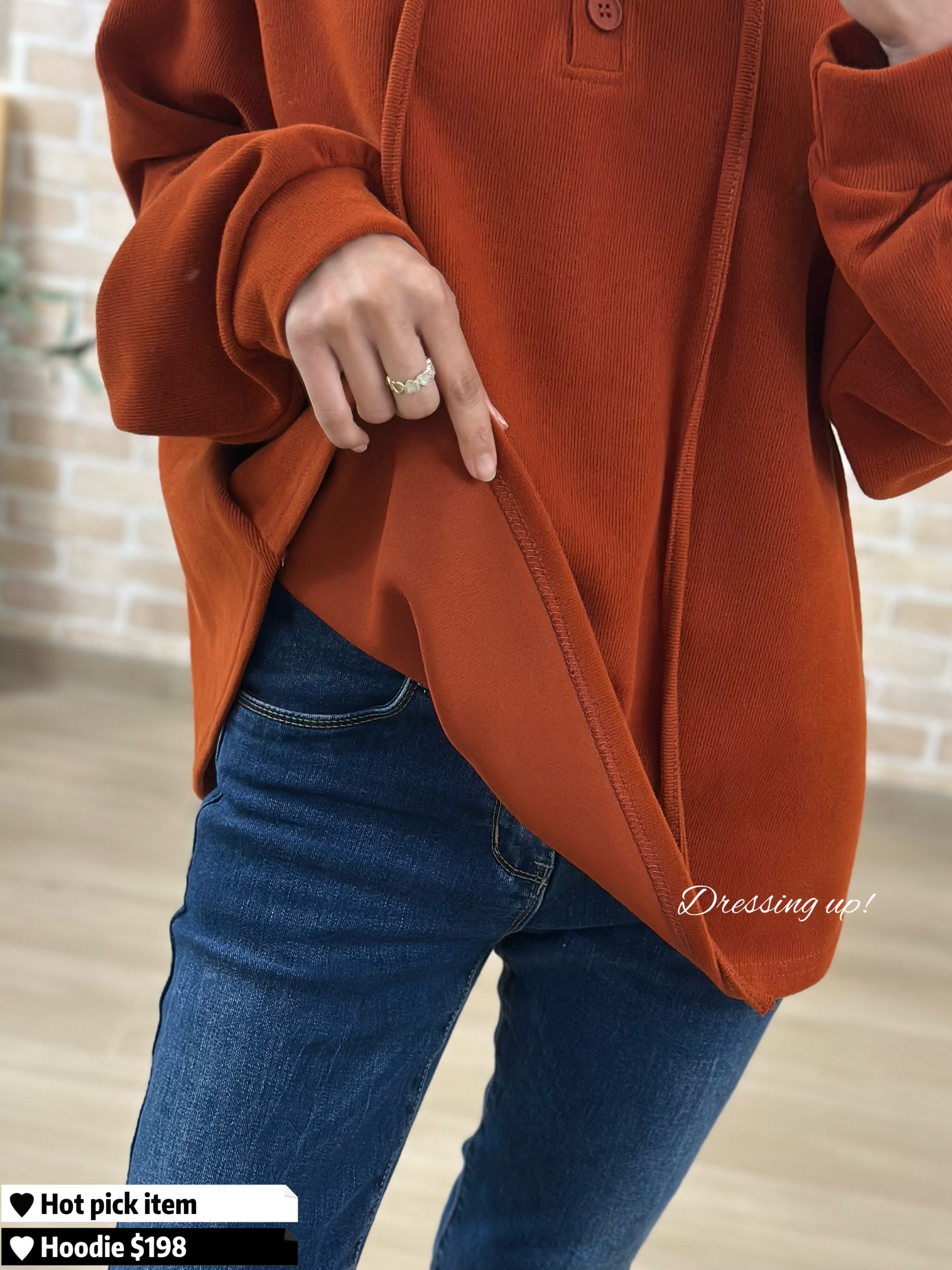 人氣Top1｜橙紅色有帽衞衣