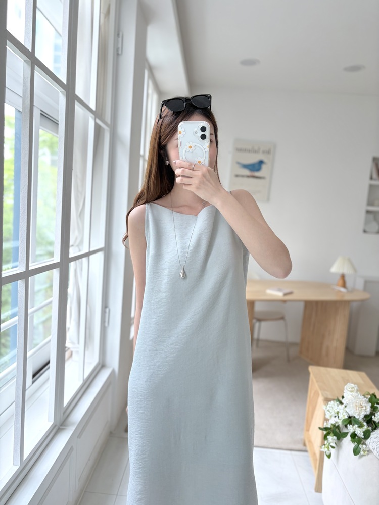 Boat Neck Layered Dress (Mint)