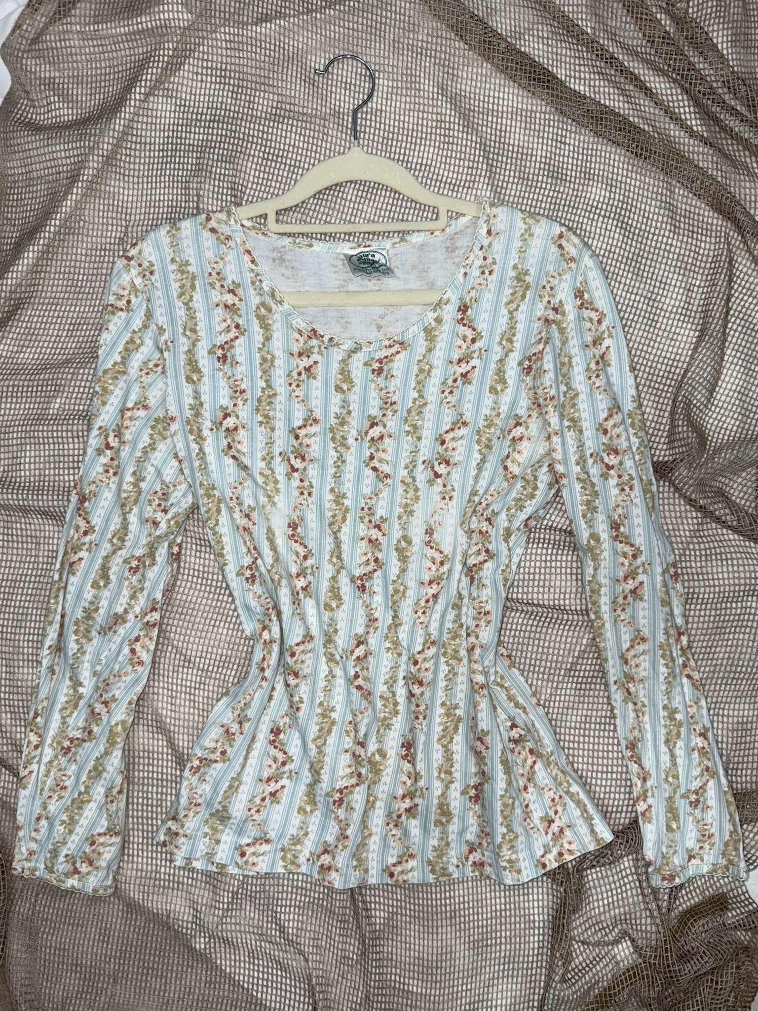 HK Stripes Floral Pattern Top
