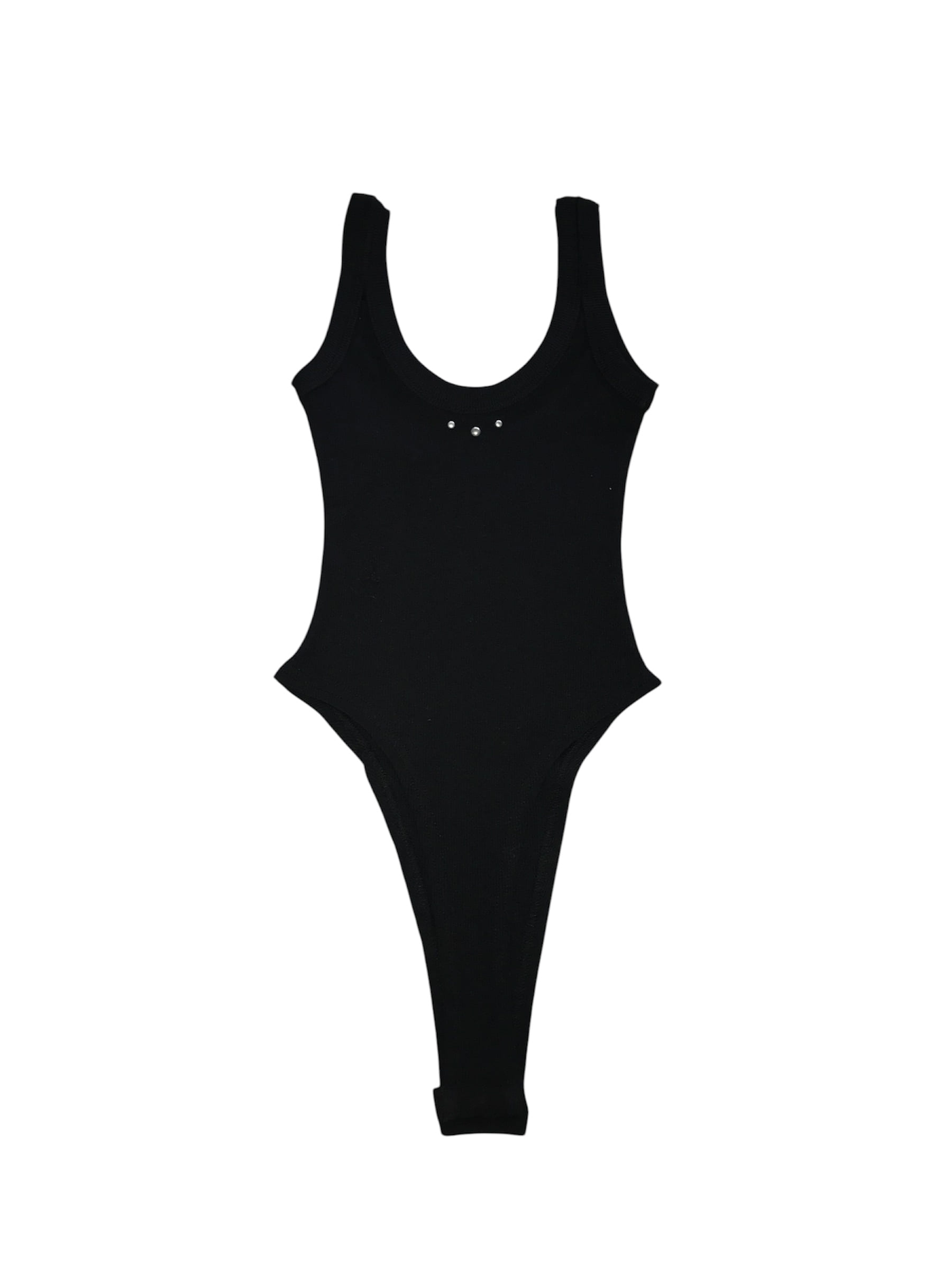 Ribbed Studded High-Cut Bodysuit