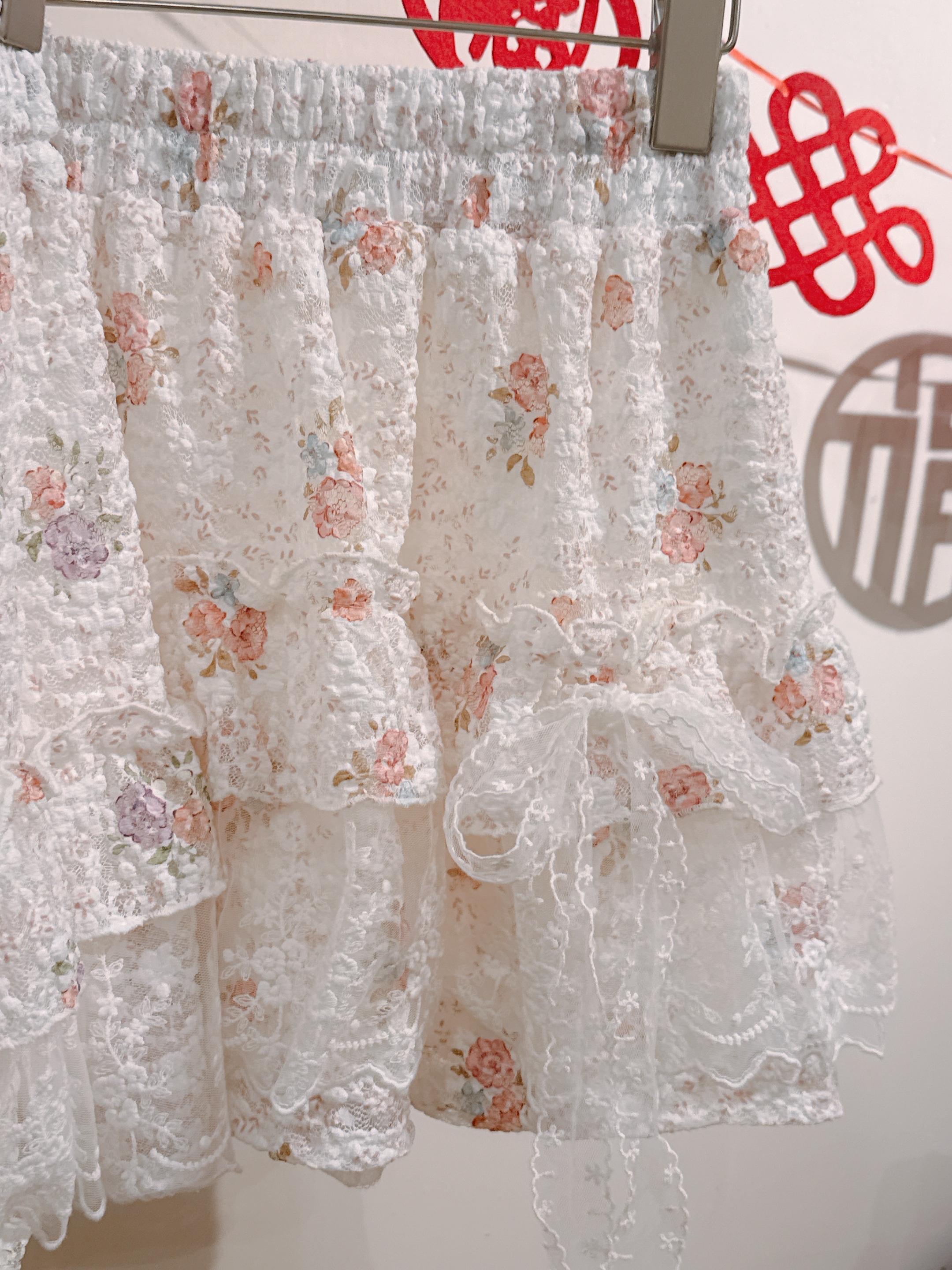 The Spring Lace Floral Tiered Skirt