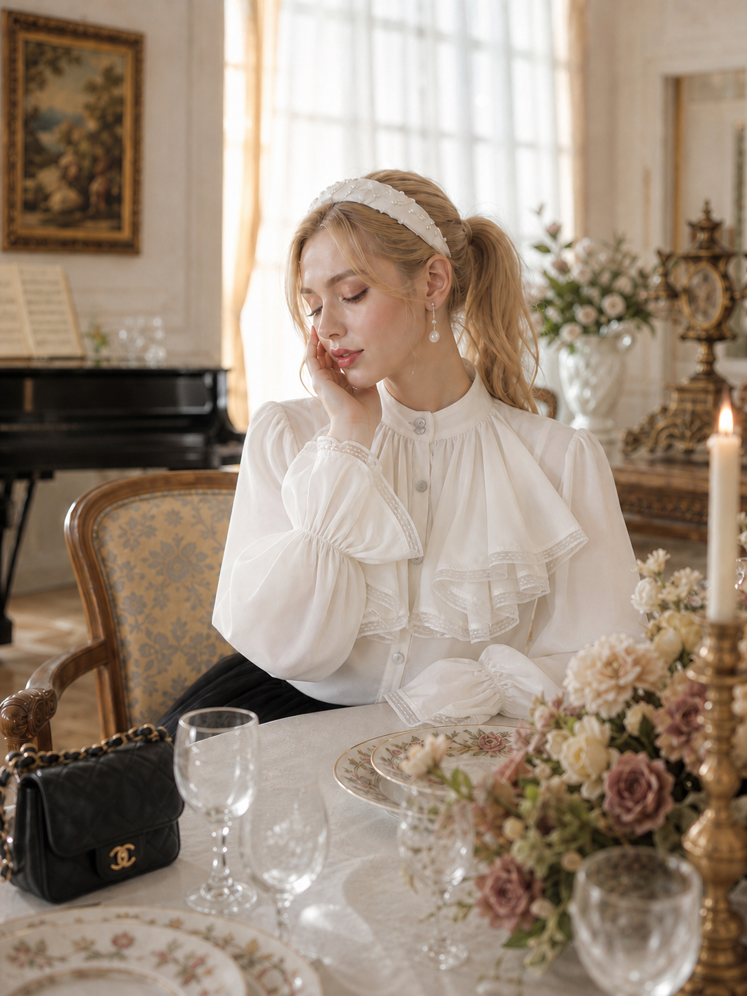 經典電影蕾絲荷葉領巾小王子貴族襯衫 The Little Prince Grand Ruffle Lace Blouse