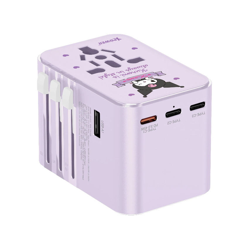 🌈 Kuromi 45W 6輸出 PD3.0/PPS 快充旅行萬用插 💕 