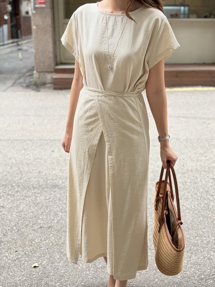 The Timeless Wrap Dress (Beige)