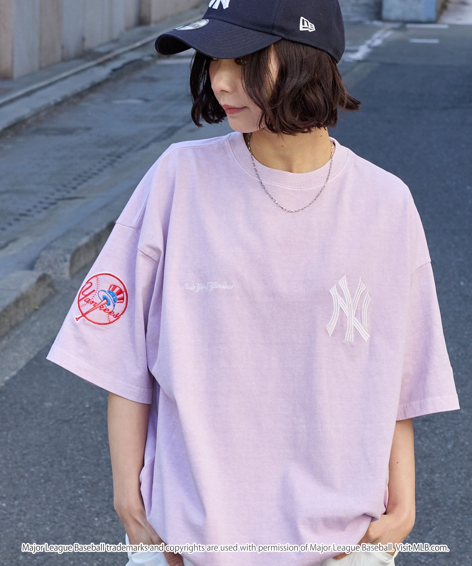 日本直送MLB刺繡T恤  MLB/美國職棒大聯盟 定製 徽章刺繡 復古加工短袖T恤男女可穿