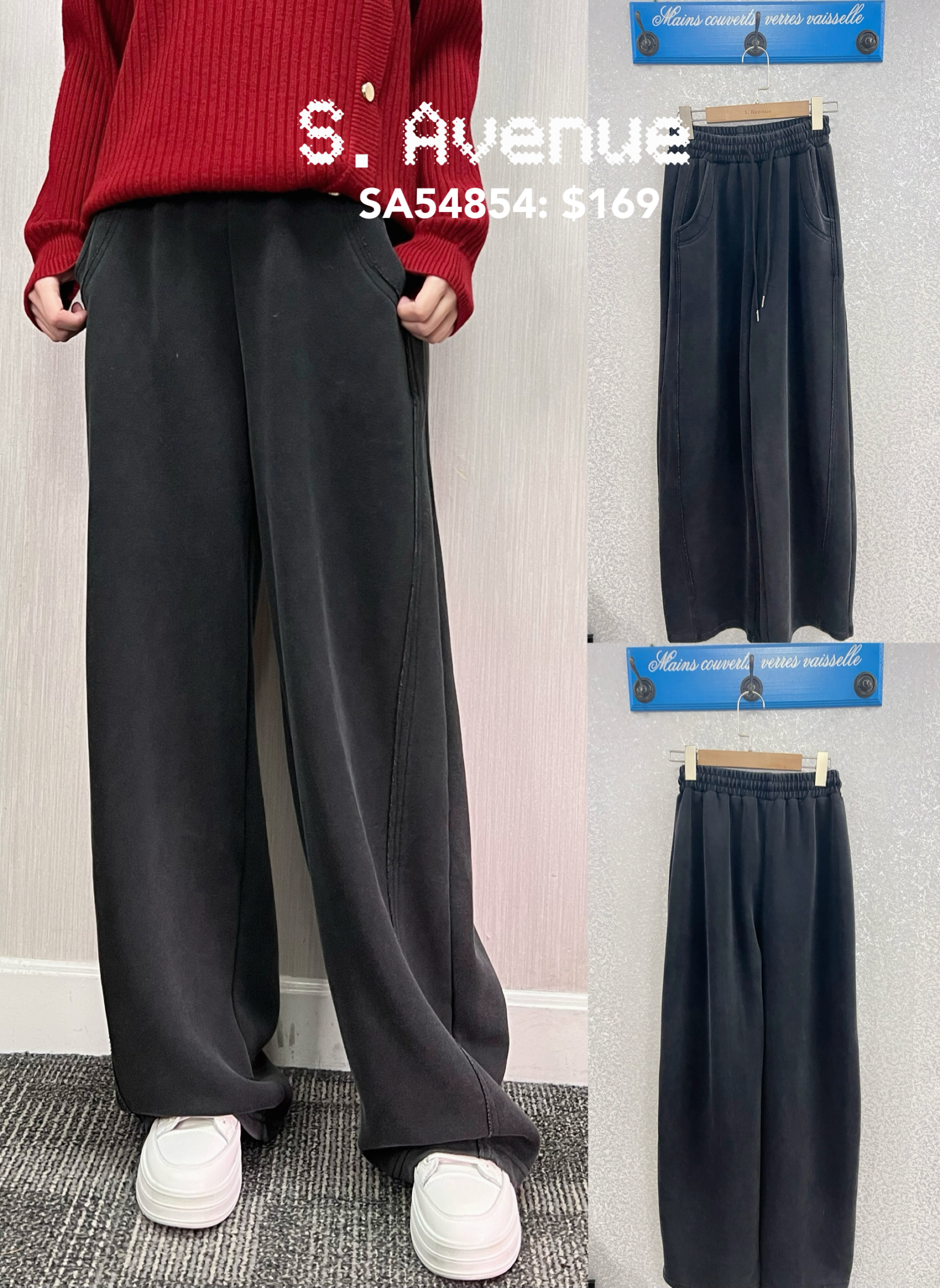 SA54854: 橡筋腰側有骨洗水棉彎刀褲