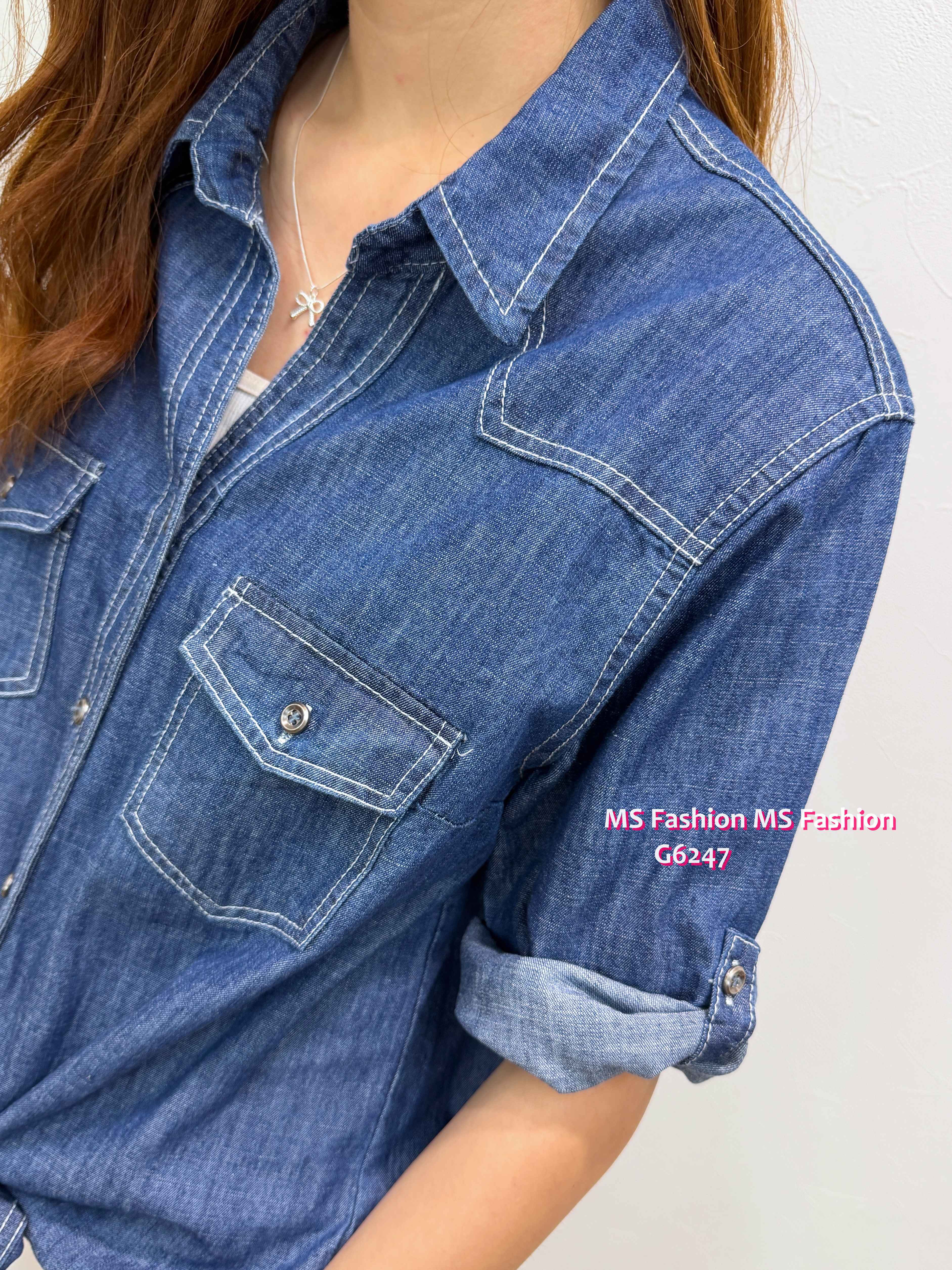 G6247 韓國🇰🇷中袖牛仔恤