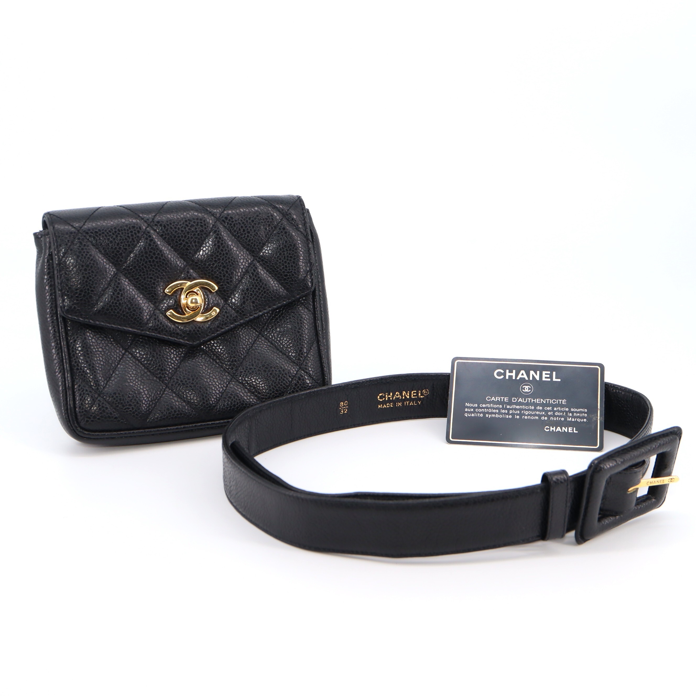 Chanel Coco Mark Matelasse Caviar Waist Bag