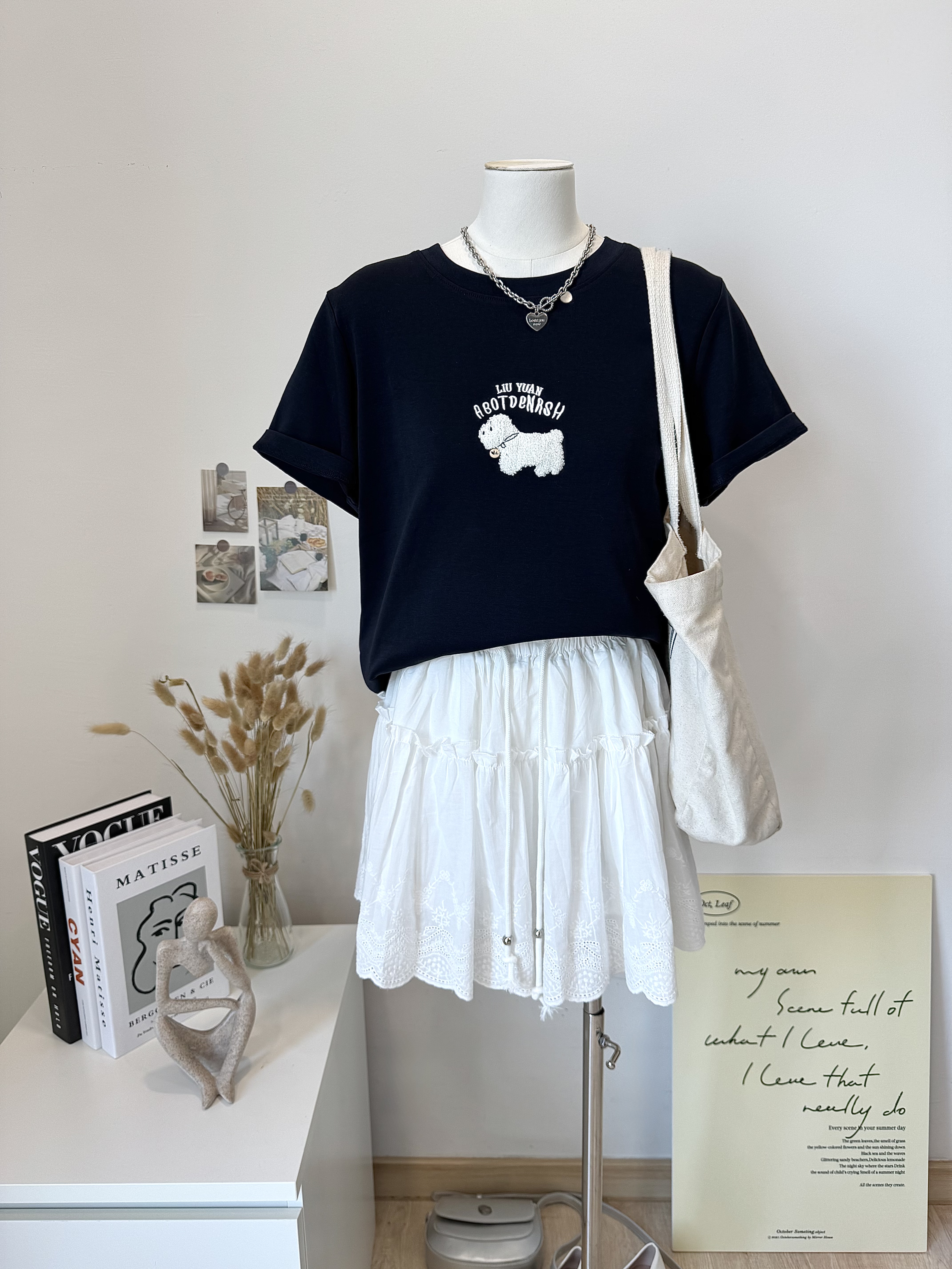 Fluffy Puppy Embroidery Casual Tee 韩系重工毛绒刺绣小奶狗短袖T恤 （ 3 Colours )