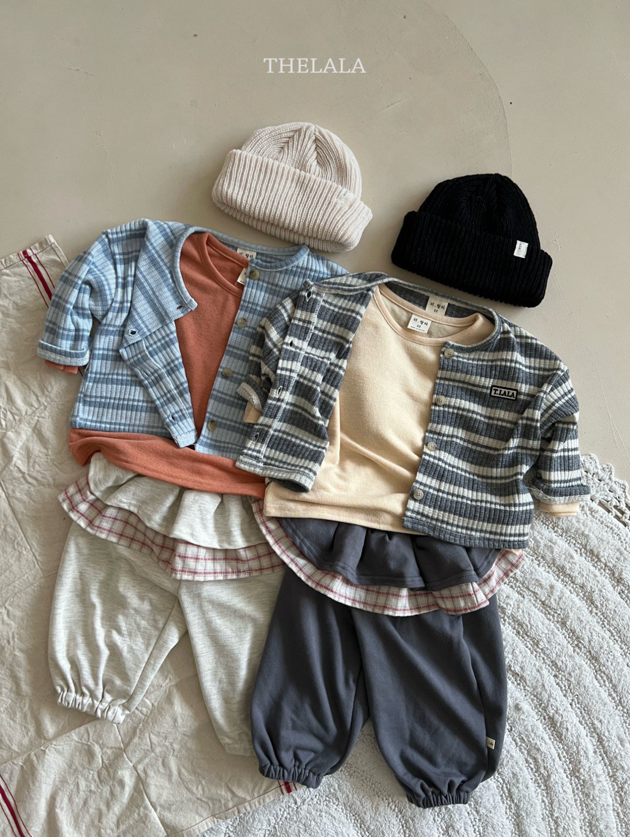 🌸預訂 韓國直送🌸🇰🇷THELALA兩色格紋疊層荷葉邊束腳褲