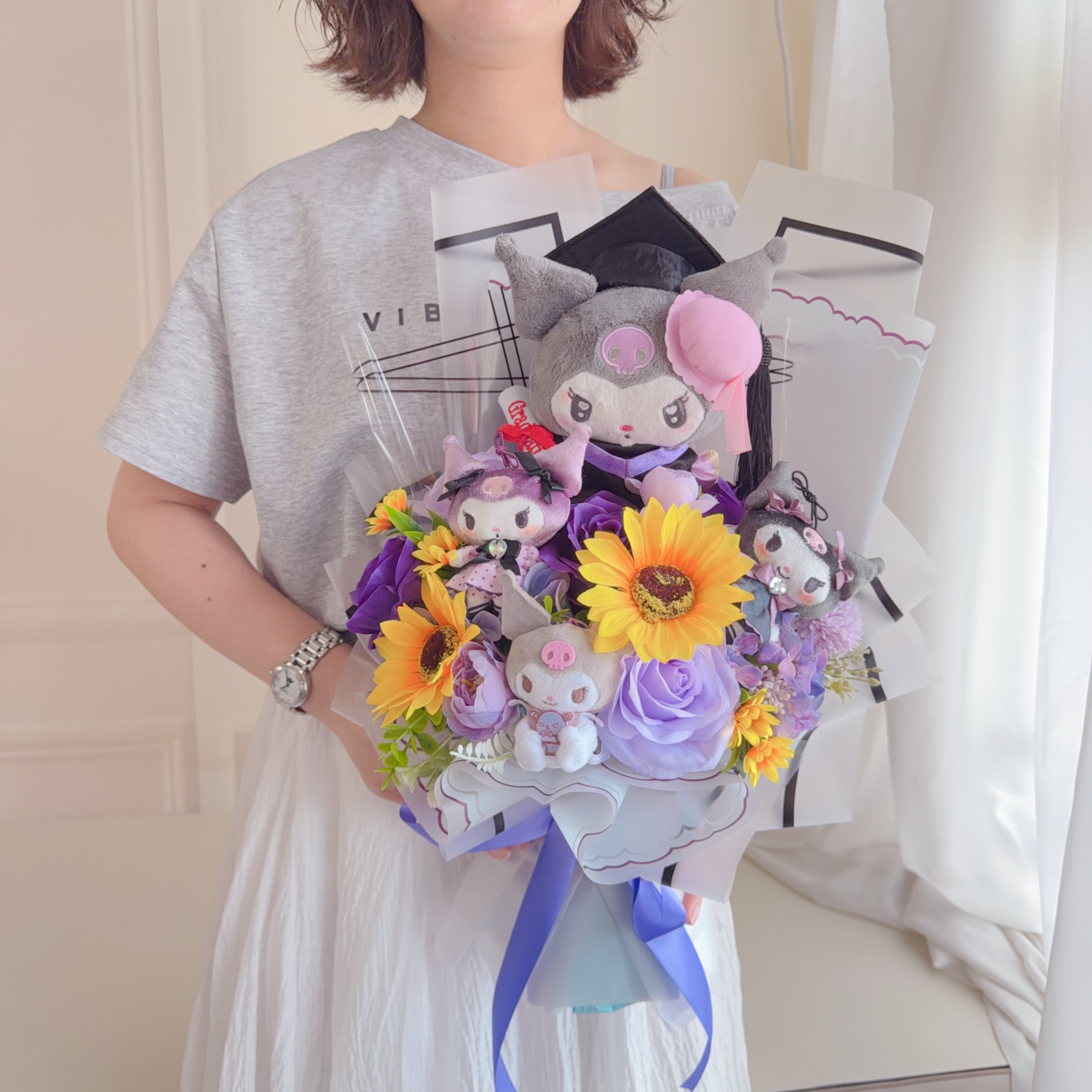 (現貨)畢業kuromi公仔花