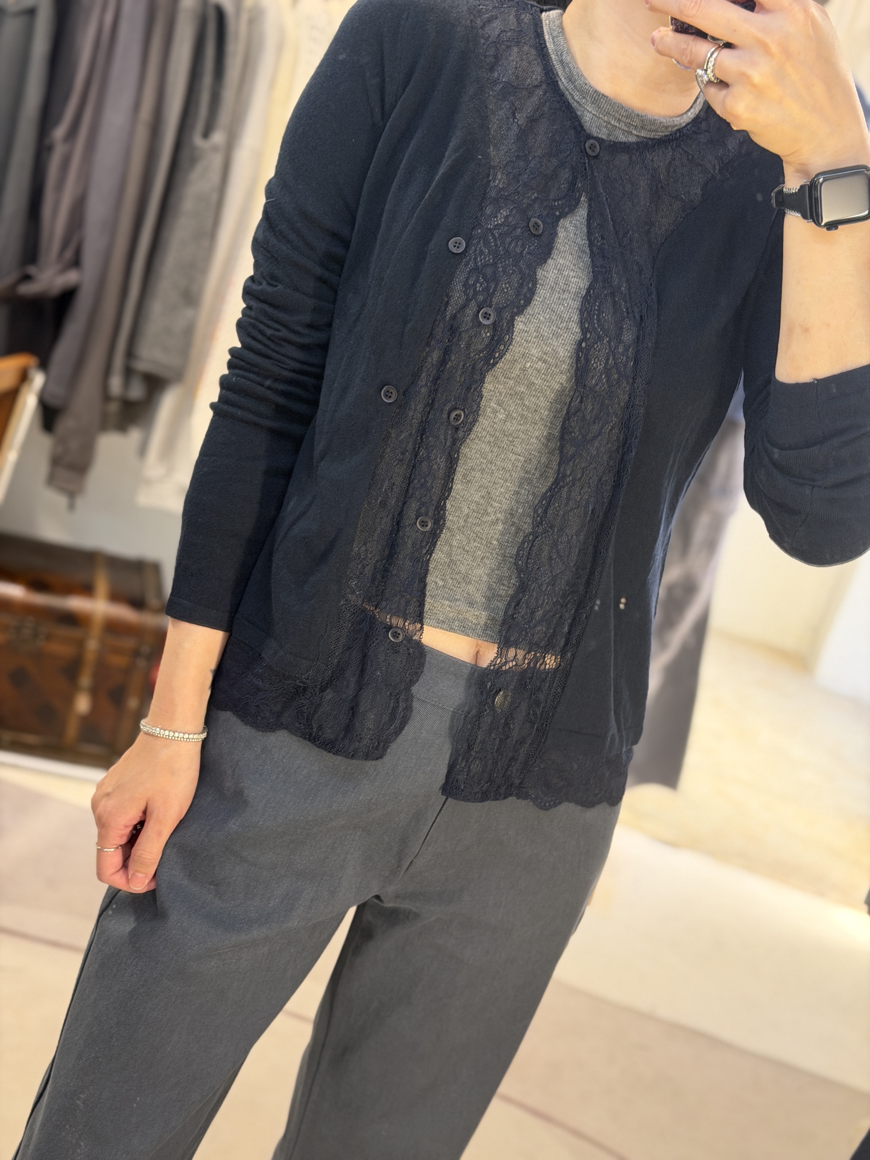 Navy soft lace cardigan