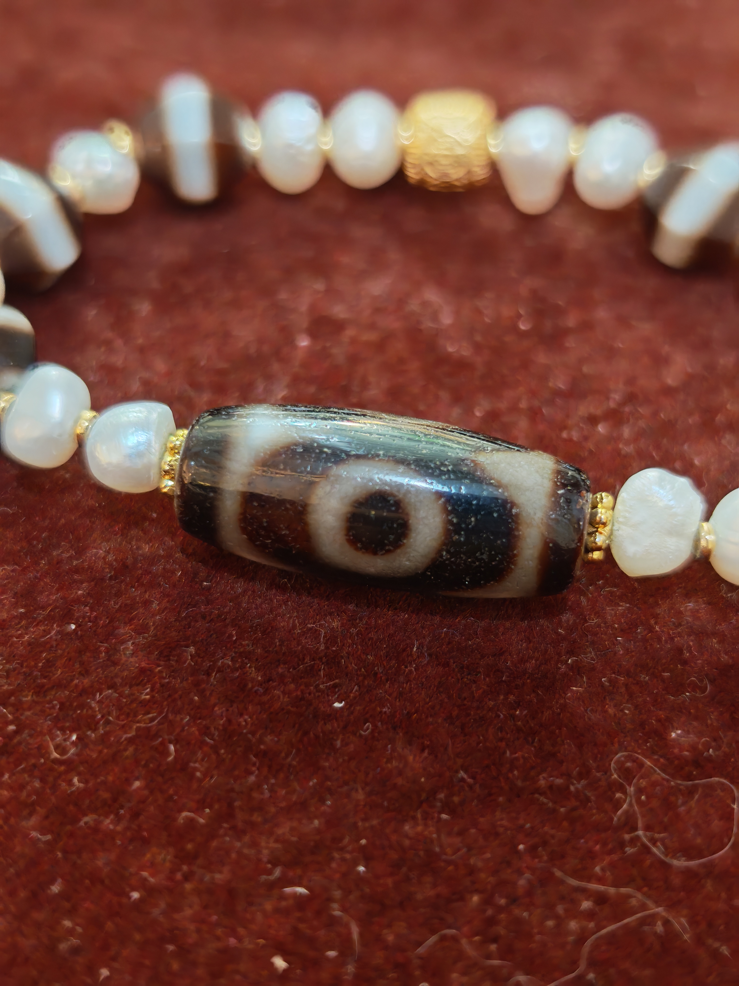 「黑白三眼天珠」26045