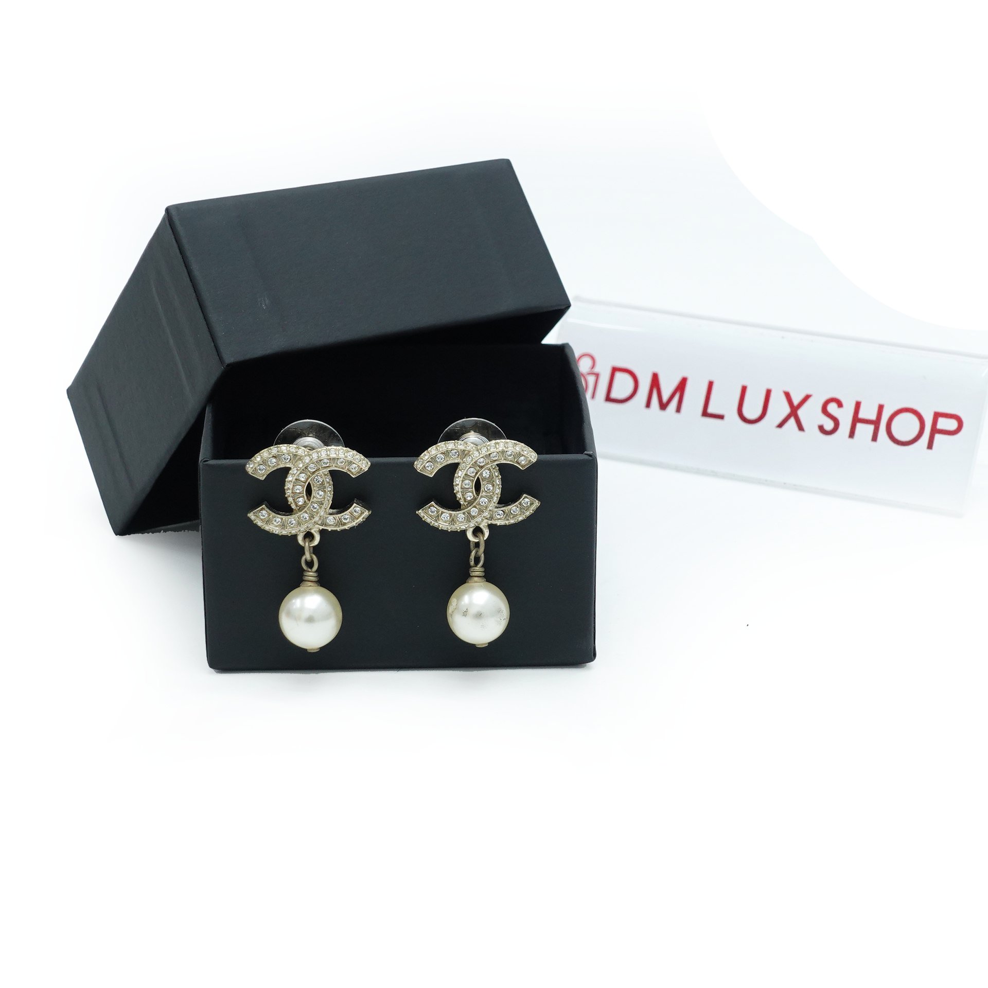 Chanel Crystal Pearl Drop Earrings